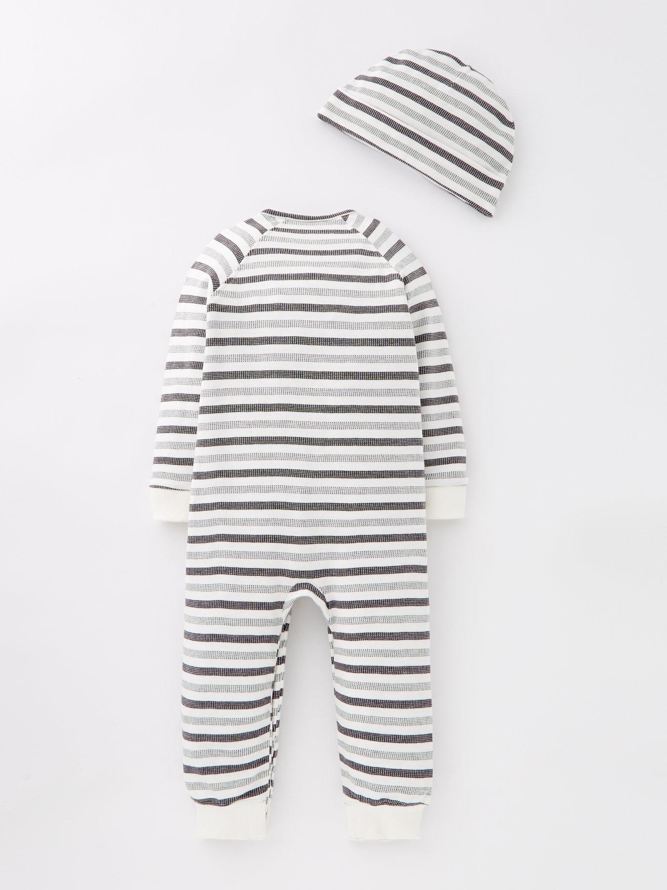 Image 2 of 4 of Mini V by Very Baby Boys Granddad Stripe Romper And Hat Set - Multi