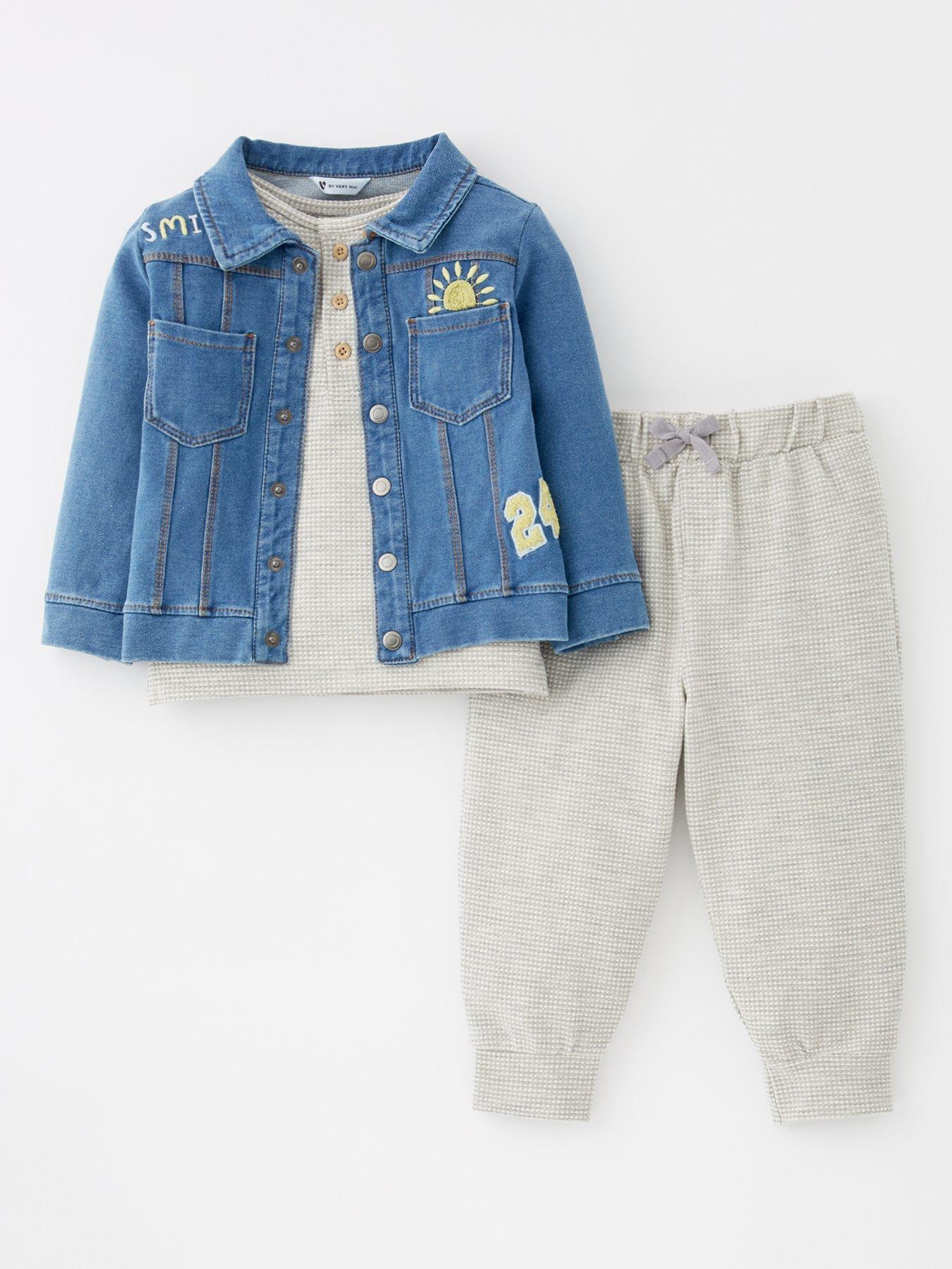 Image 2 of 4 of Mini V by Very Baby Boys Denim Jersey Jacket, Jeans and Body Suit Set - Multi