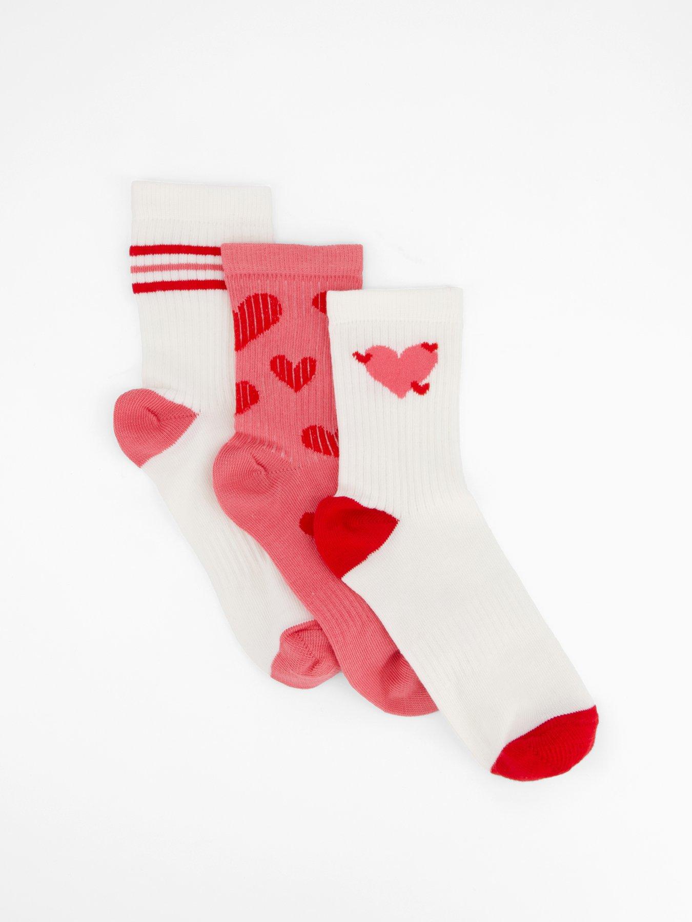undefined Girls 3 Pack Heart Socks - Multi