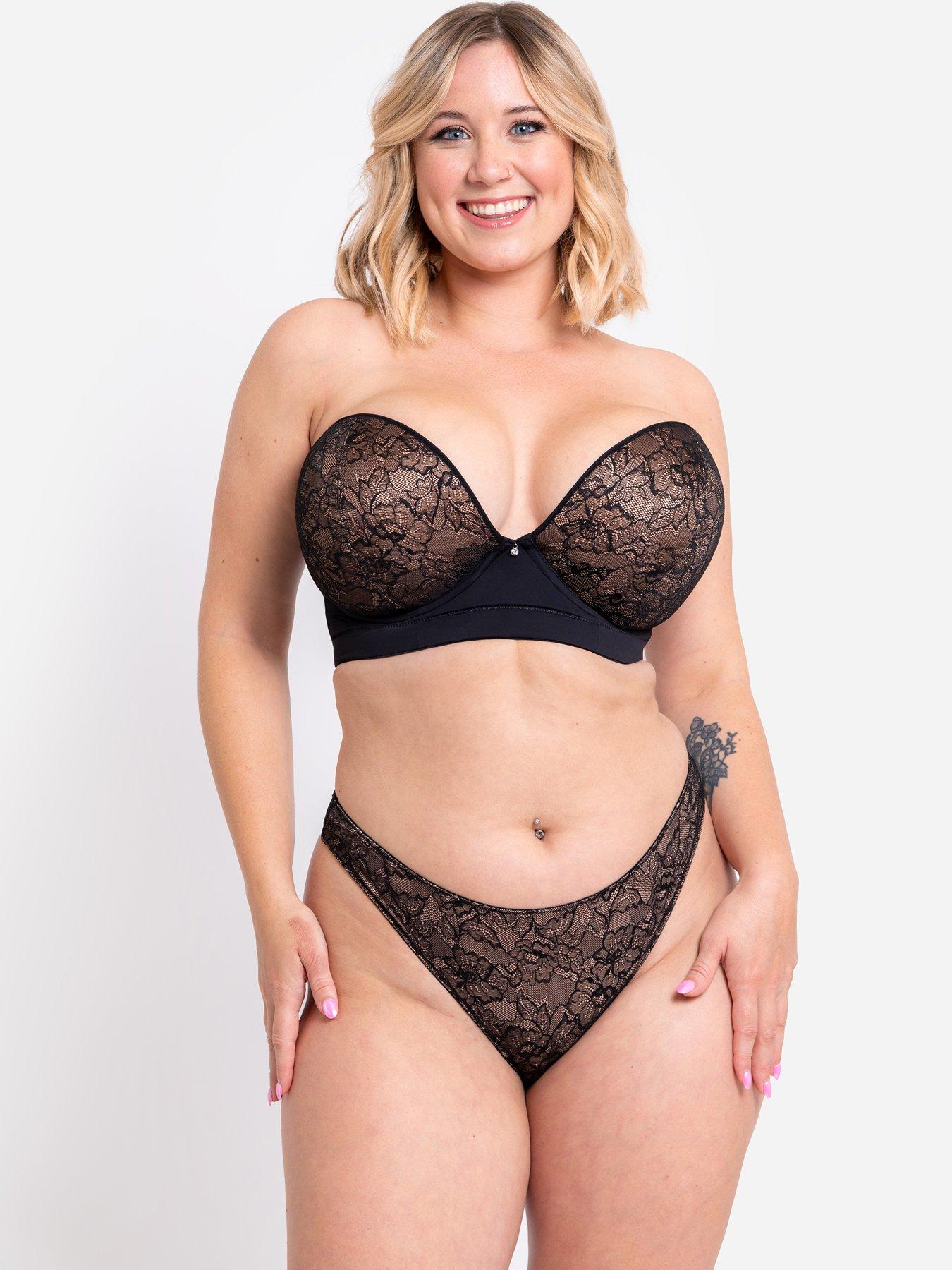Image 1 of 4 of Curvy Kate Hey Girls Thong - Black/latte