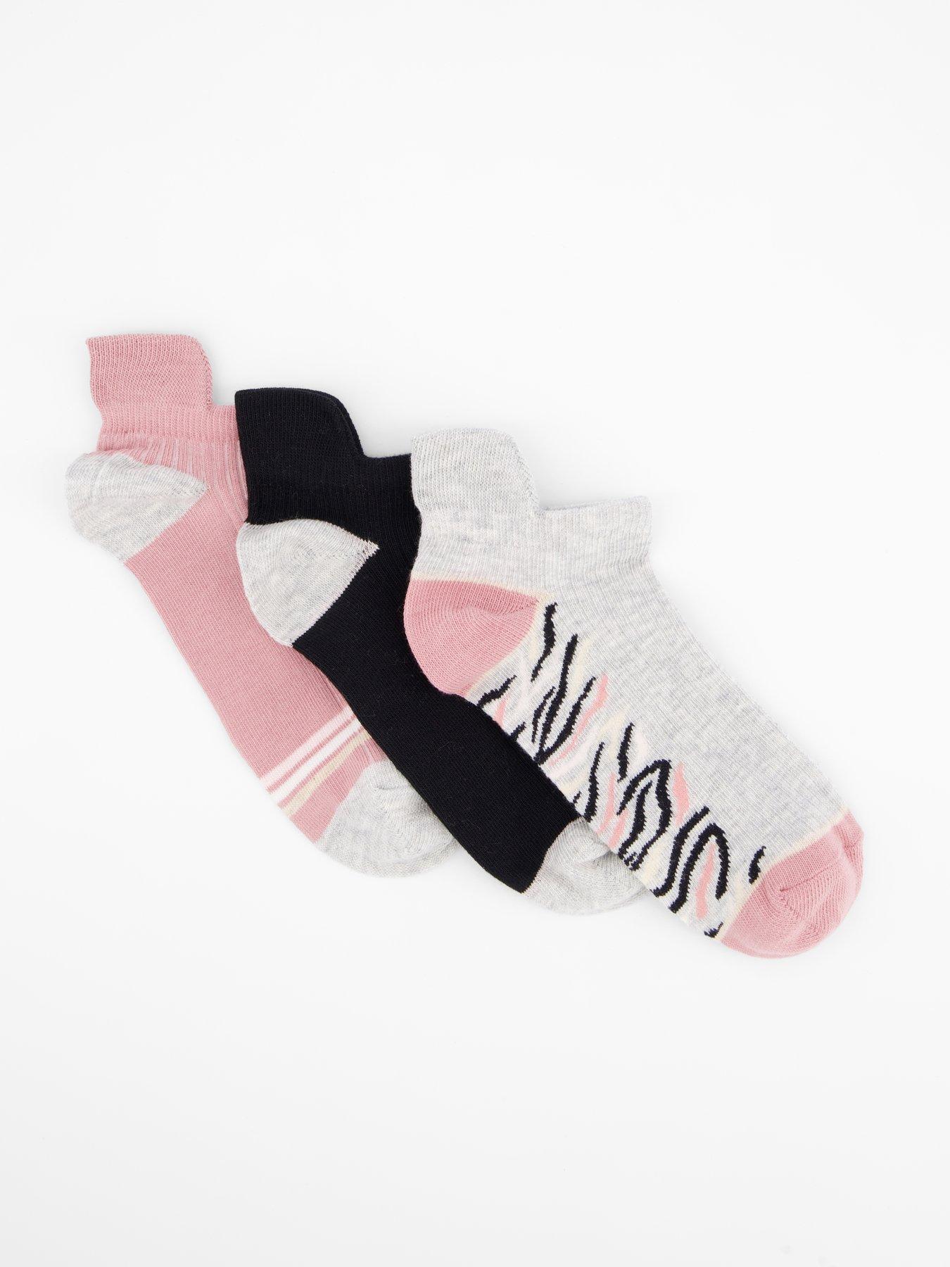 undefined Girls 3 Pack Animal Ankle Sports Socks - Multi