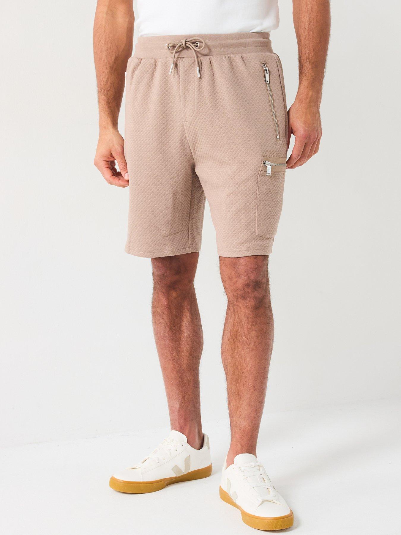 undefined Textured Zip Pocket Jogger Short - Beige - Natural