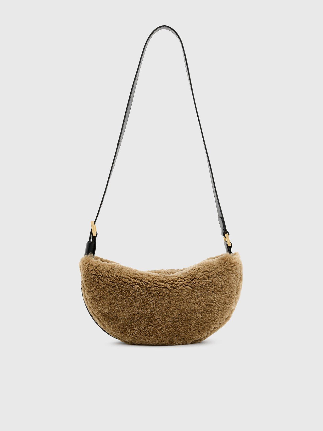 undefined Half Moon Shearling Crossbody Bag