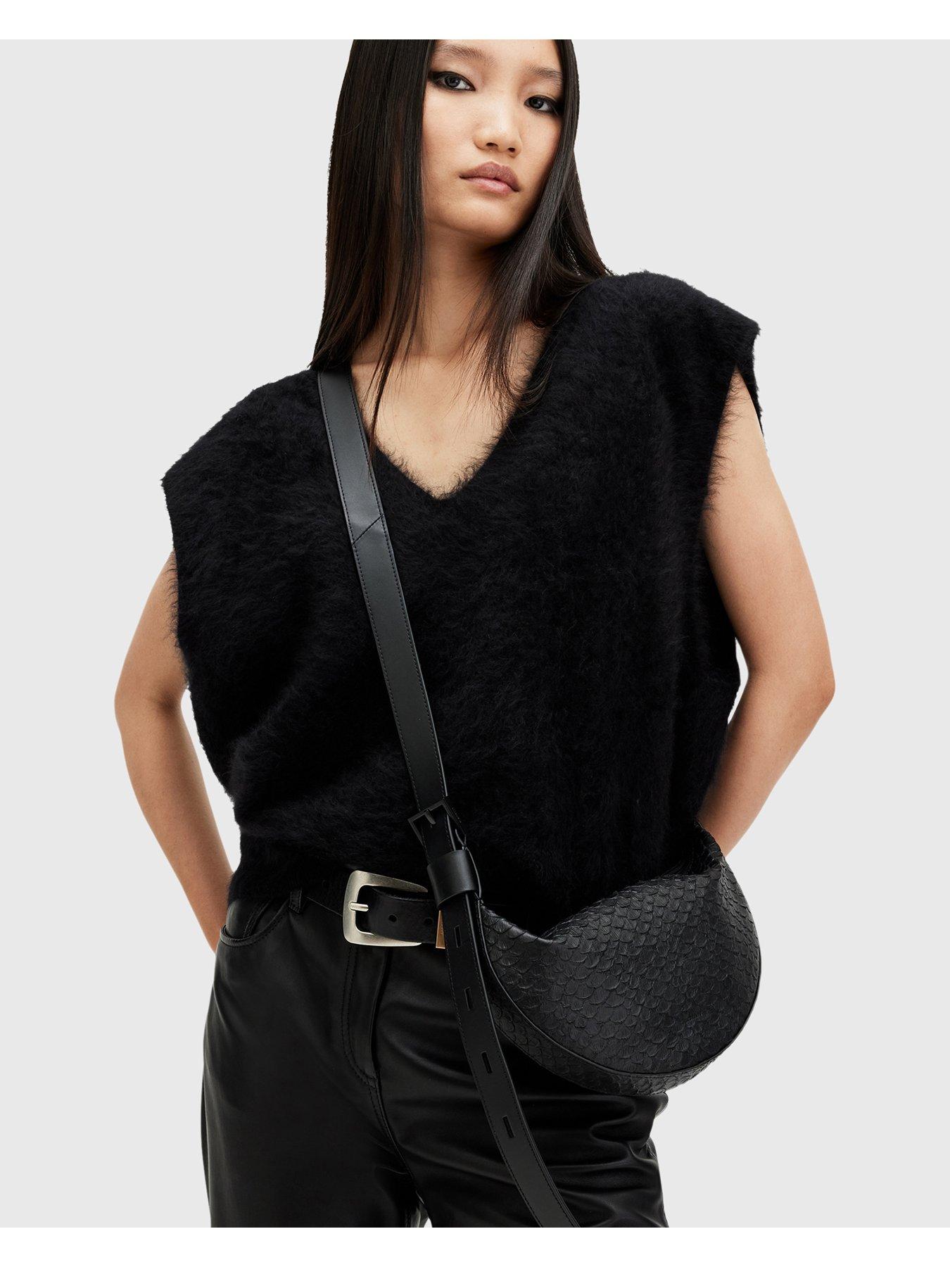 undefined Half Moon Snake Effect Leather Bag
