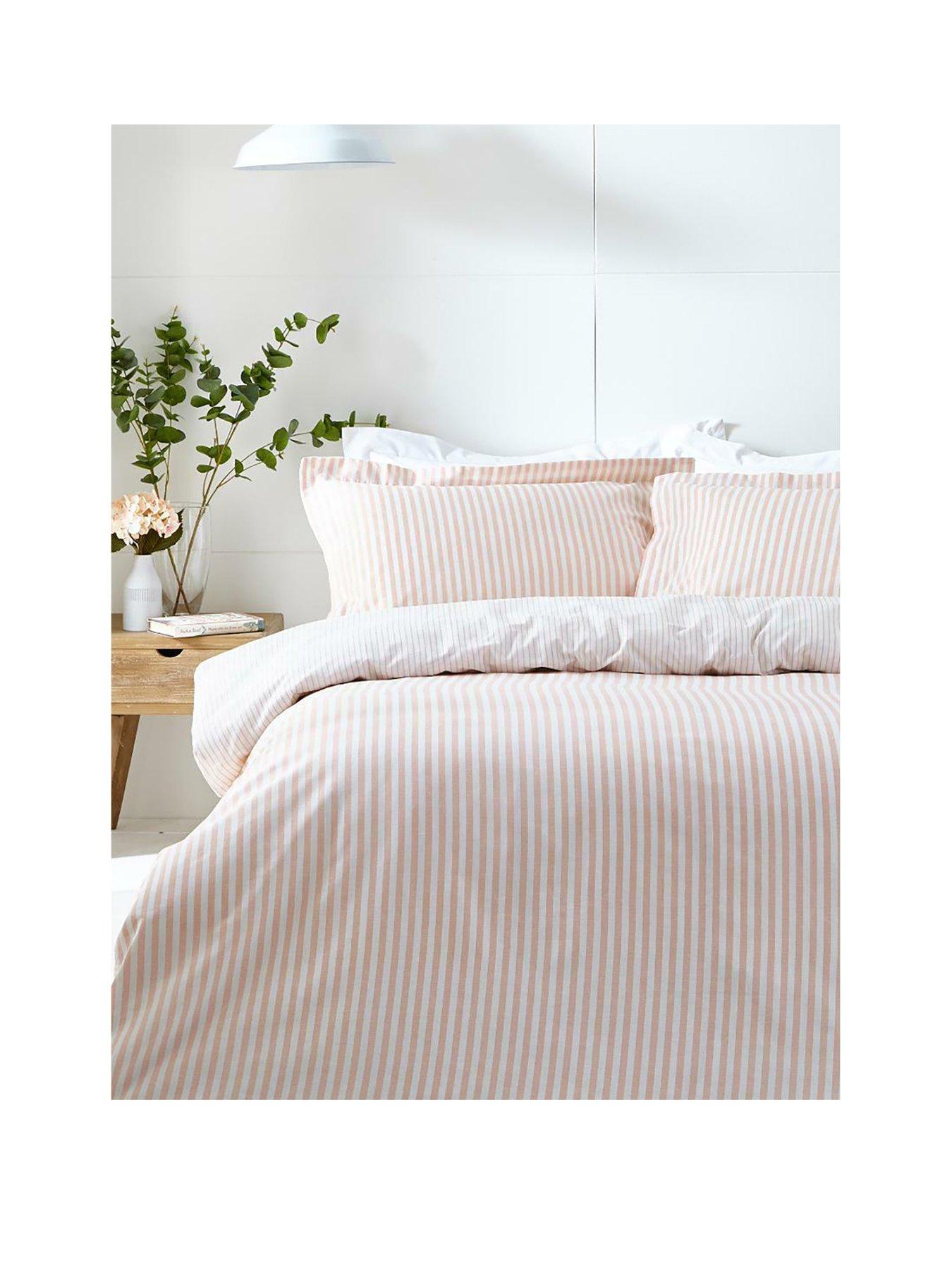 Image 2 of 4 of Yard Hebden Stripe 100% Cotton Duvet Set Blush