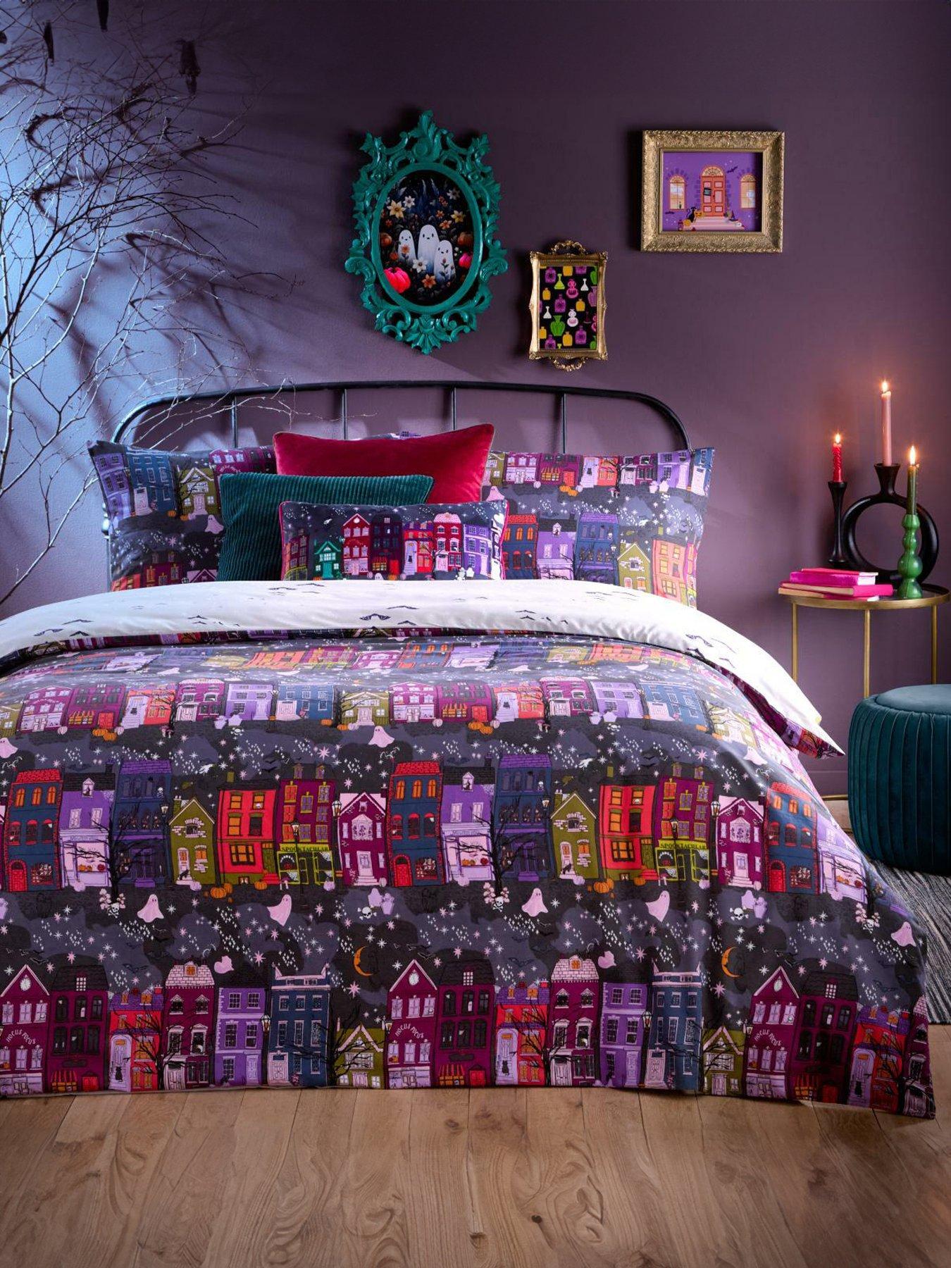 Product photograph of Furn Creepy Town Charcoal Duvet Set from very.co.uk