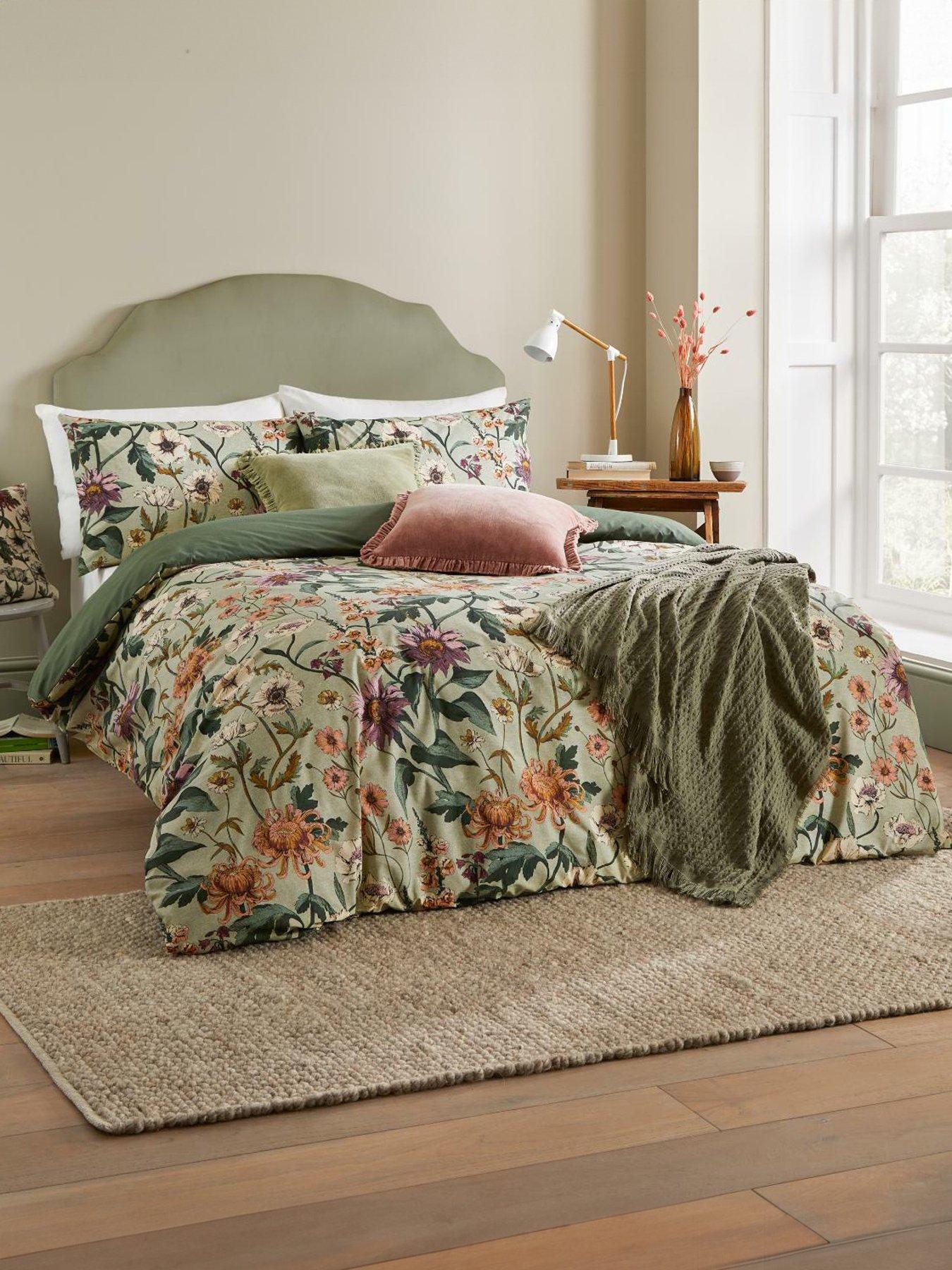 Product photograph of Wylder Wallflower Duvet Set Celadon Green- Single from very.co.uk