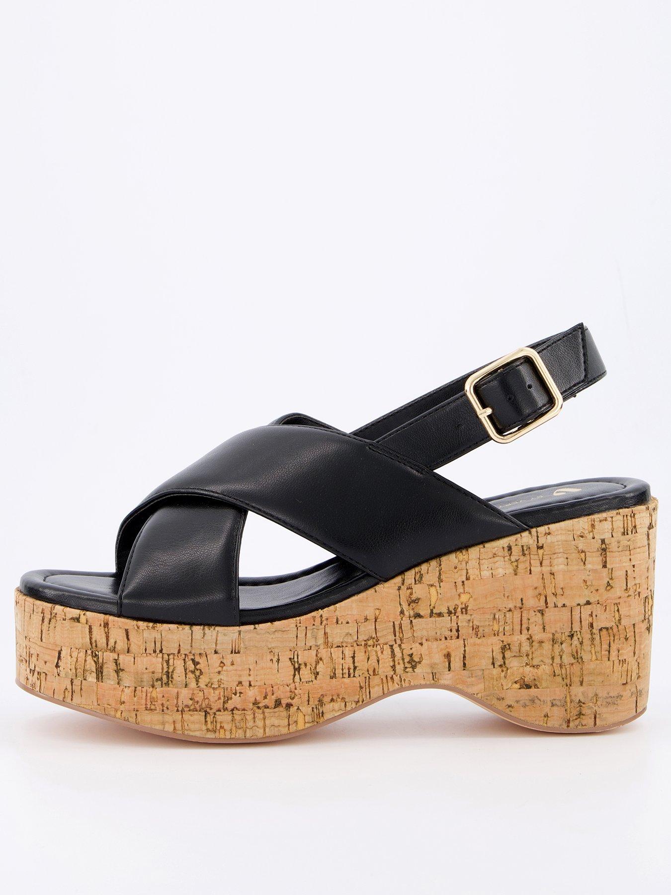 Wide Fit High Cork Wedges Wide Fit Skinny Strap Cork Wedges Boohoo