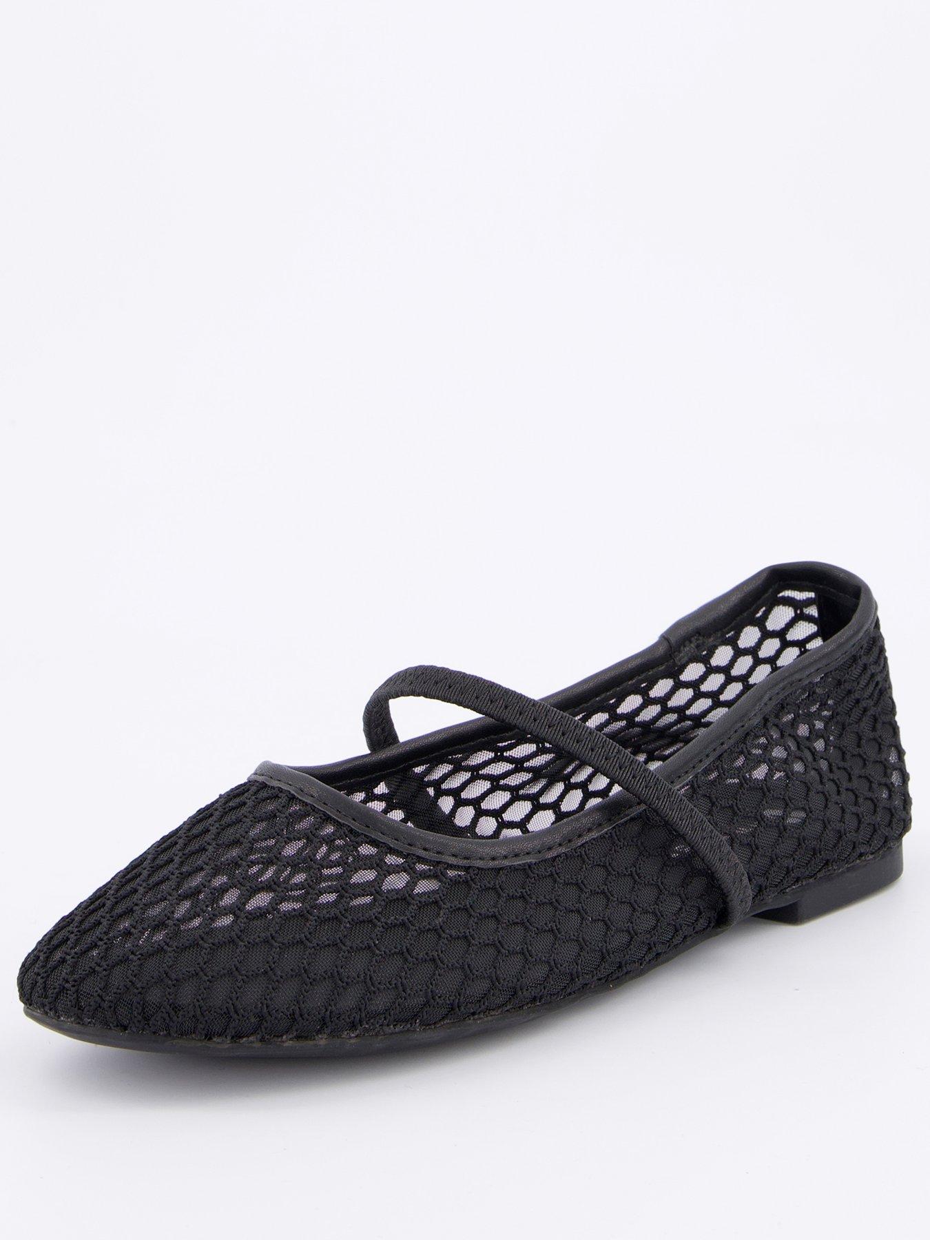 Image 2 of 6 of V by Very Mesh Round Toe Ballerina Shoes - Black