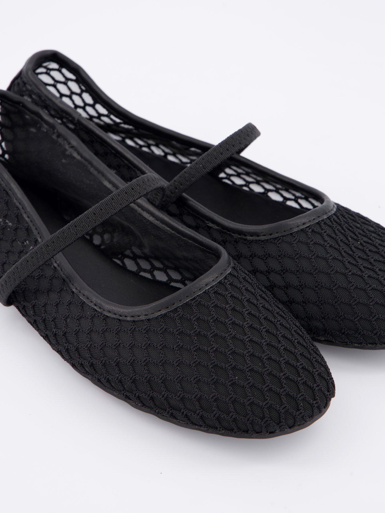 Image 5 of 6 of V by Very Mesh Round Toe Ballerina Shoes - Black