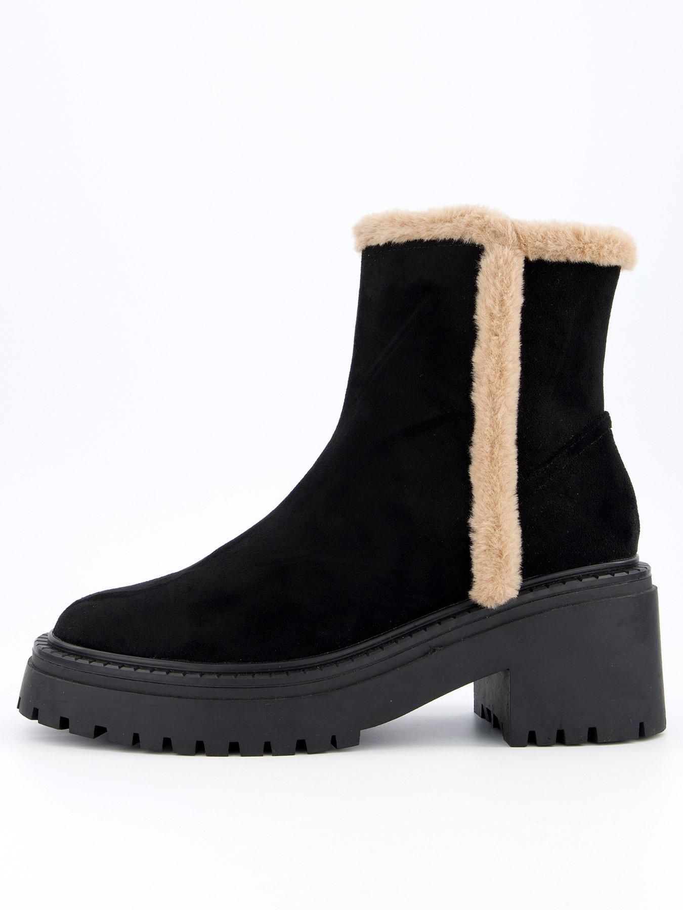undefined Faux Fur Ankle Boot - Black