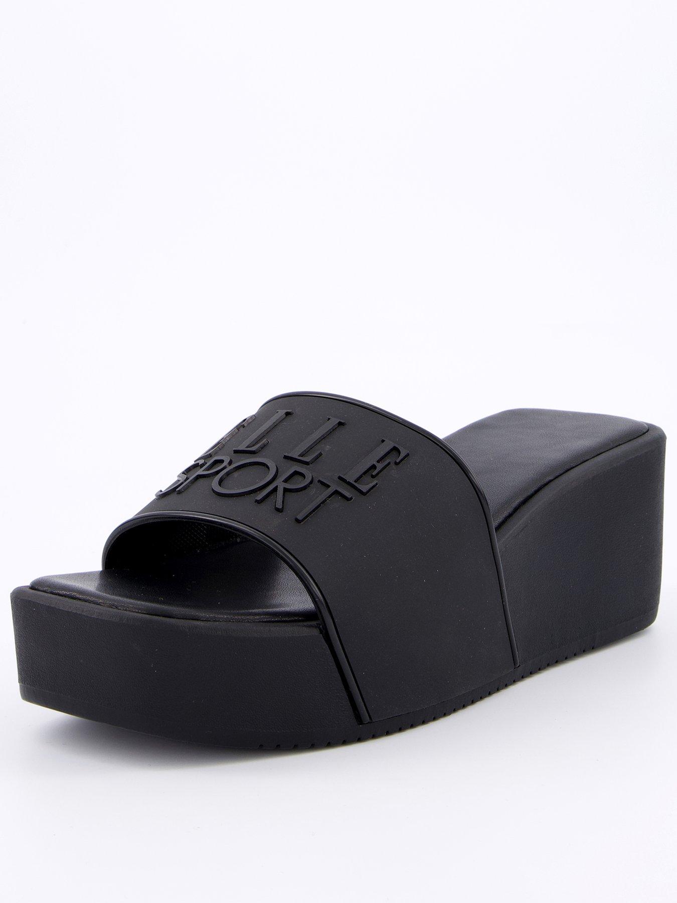 undefined Eva Wedge Sliders - Black