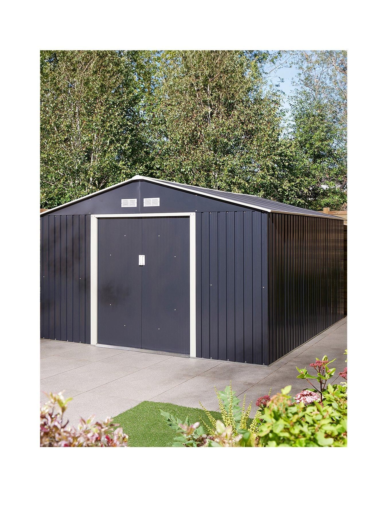 Image 1 of 7 of Rowlinson Trentvale 10x12 Metal Apex Shed - Dark Grey