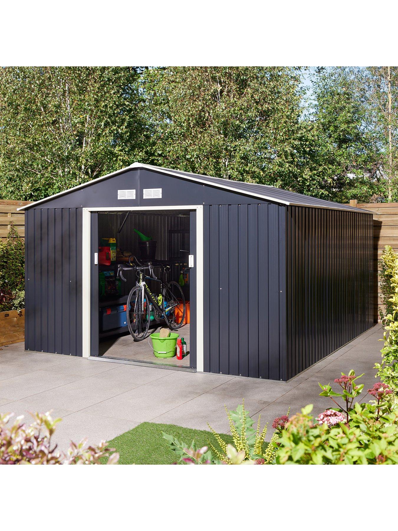 Image 2 of 7 of Rowlinson Trentvale 10x12 Metal Apex Shed - Dark Grey