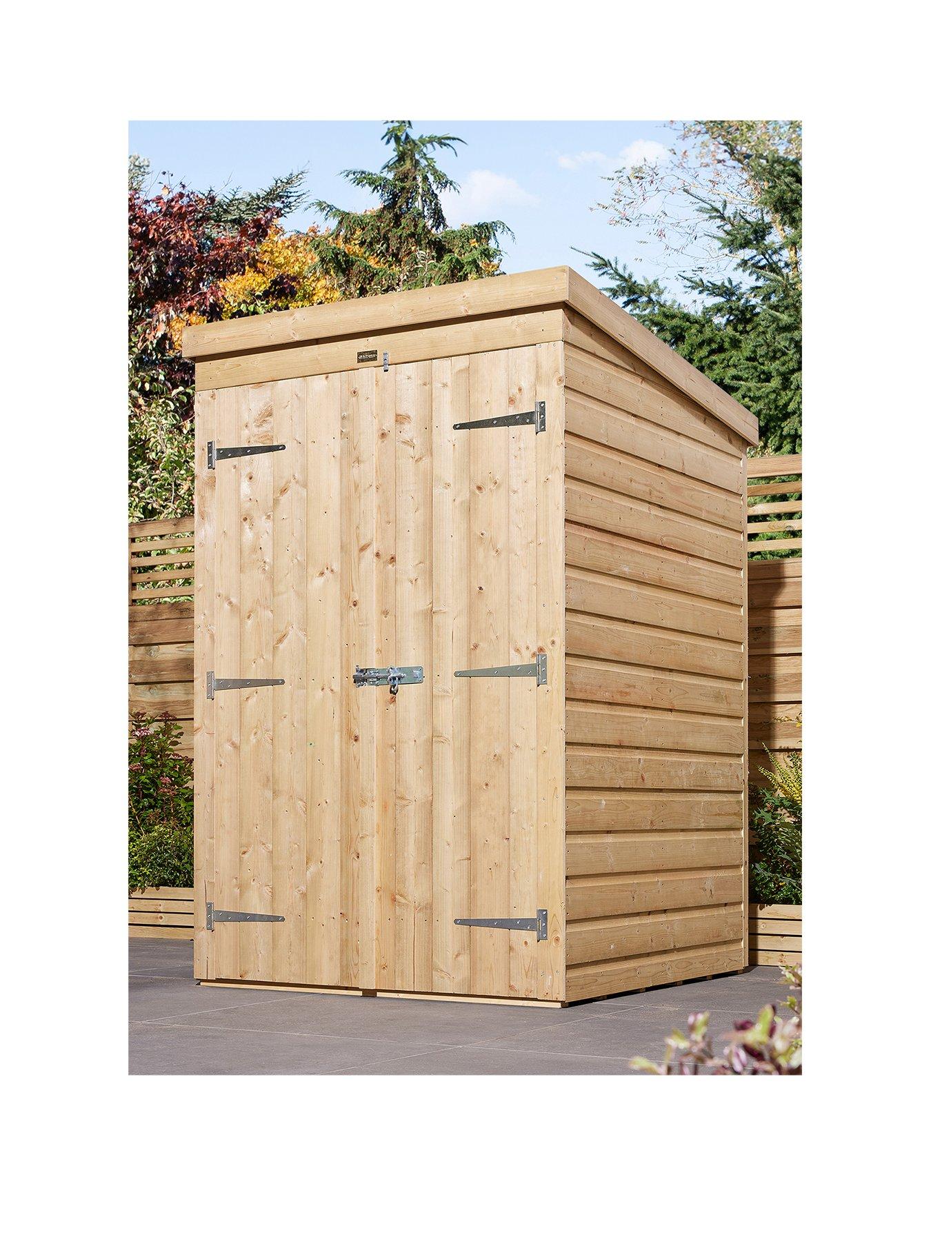 Product photograph of Rowlinson 4x4ft Shiplap Pent Shed Double Door from very.co.uk