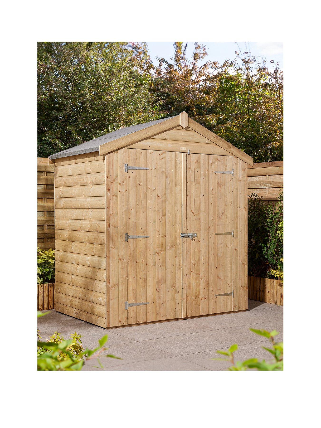 Product photograph of Rowlinson 4x6ft Shiplap Apex Shed Double Door from very.co.uk