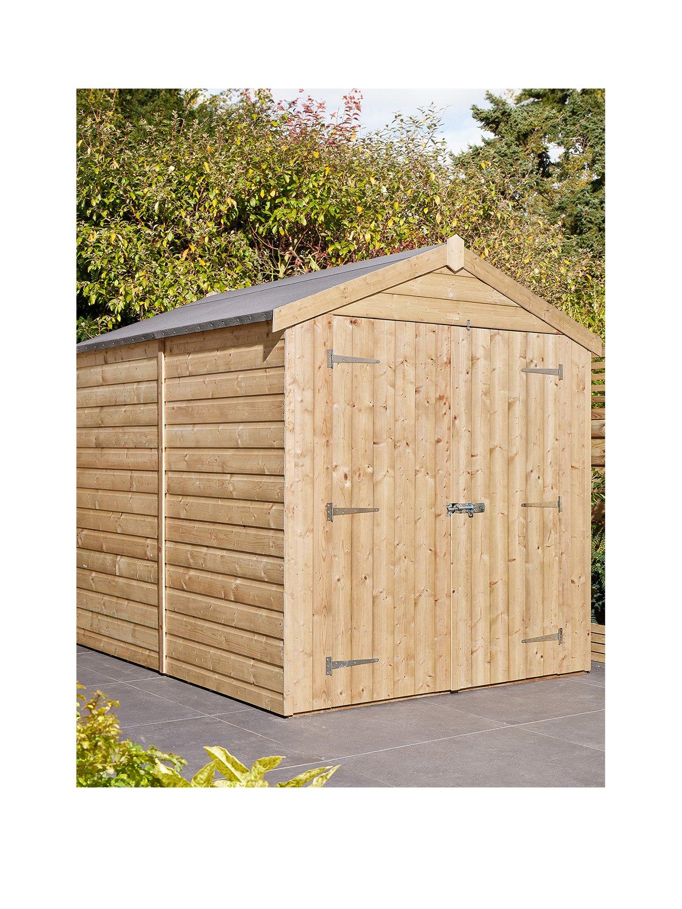 Product photograph of Rowlinson 8x6ft Shiplap Apex Shed - Double Door from very.co.uk