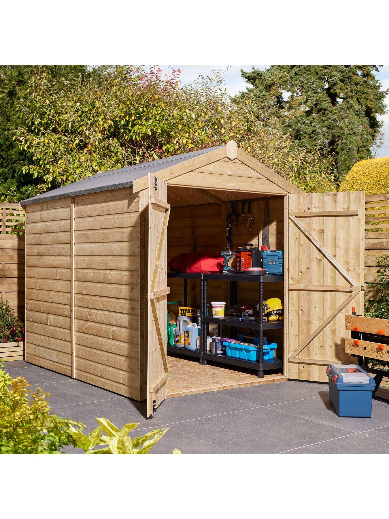 Image 2 of 7 of Rowlinson 6 x 8 Premier Shiplap Windowless Double Door Apex Shed