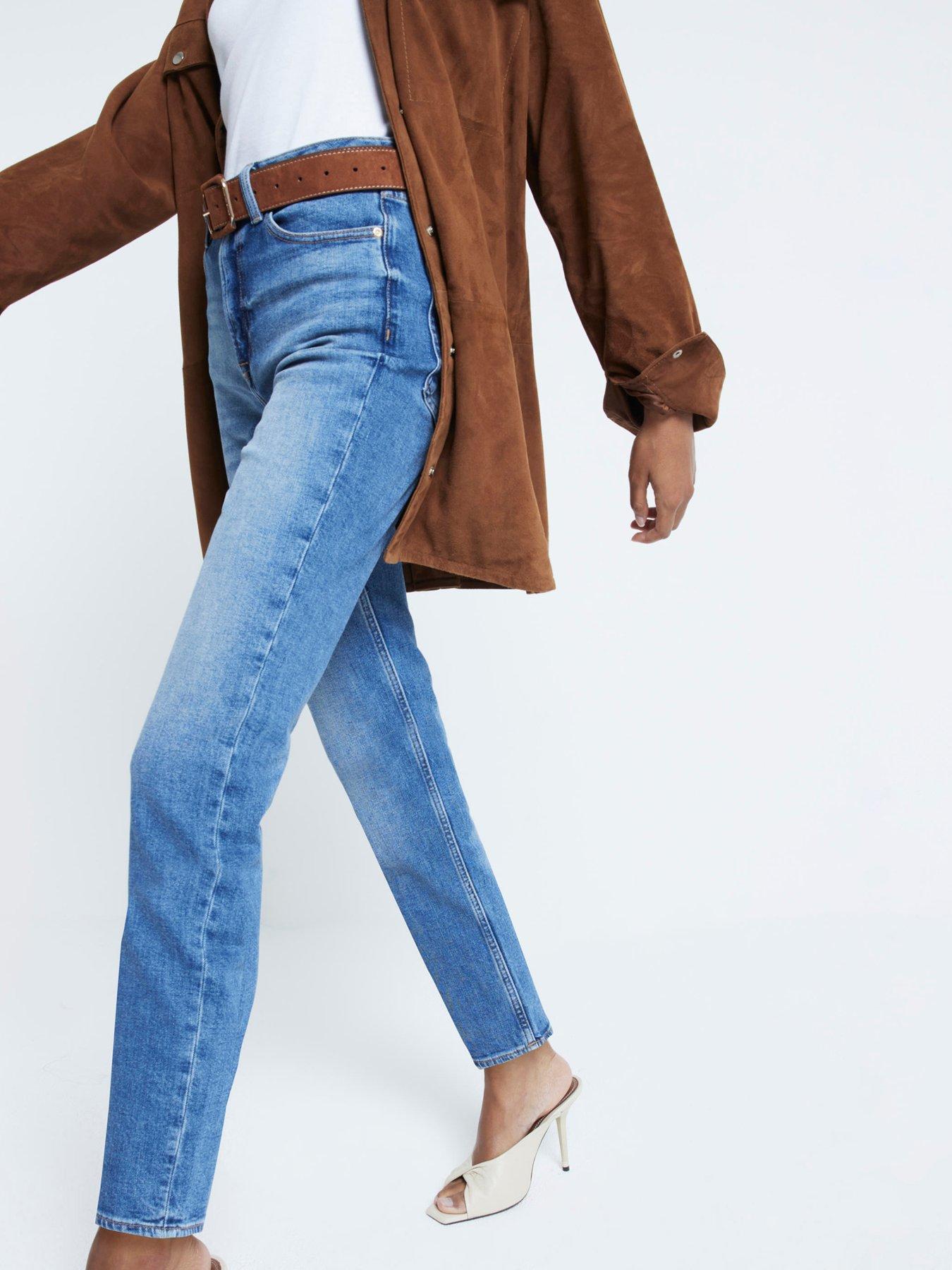 Jean Homme River Island Slim Droit - Taille 34, Jambe 34, Bleu Clair Délavé, Occasion Très Bon état