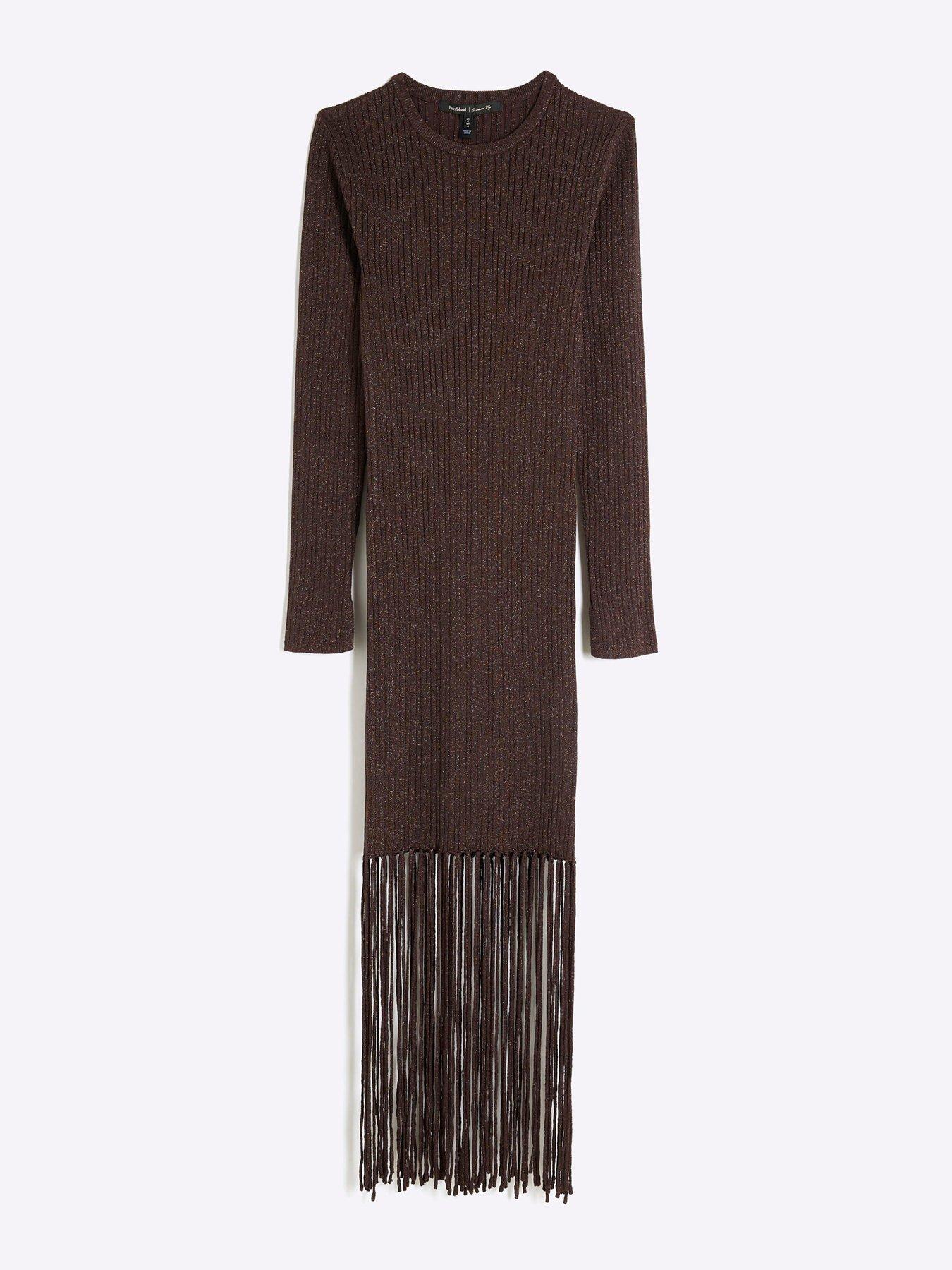 brown lace zara dress ELLIS FRINGE DRESS IN BROWN | CULT MIA