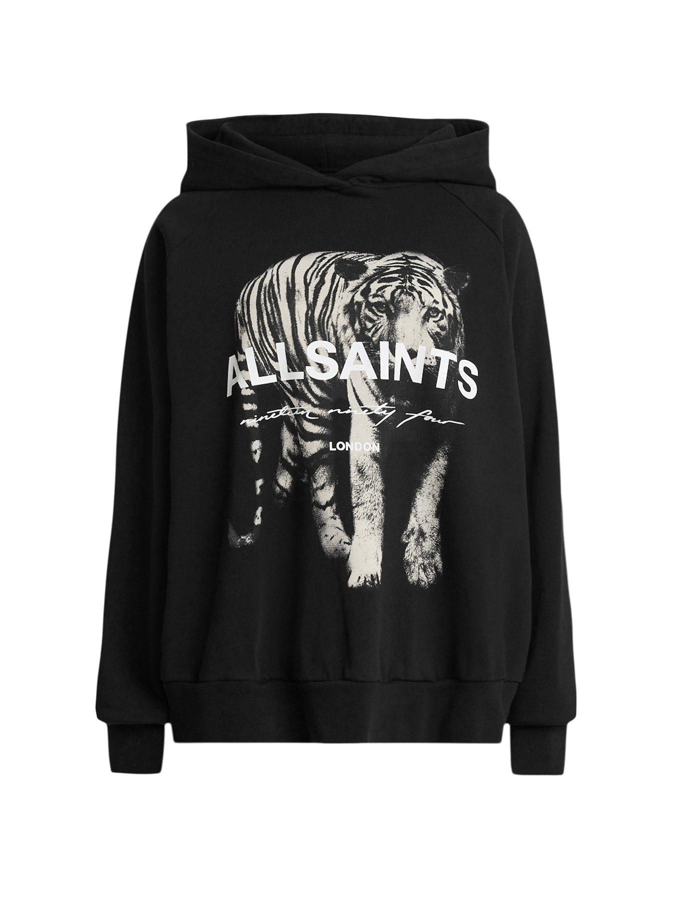 AllSaints Kit Talon Tiger Print Hoodie Black Very