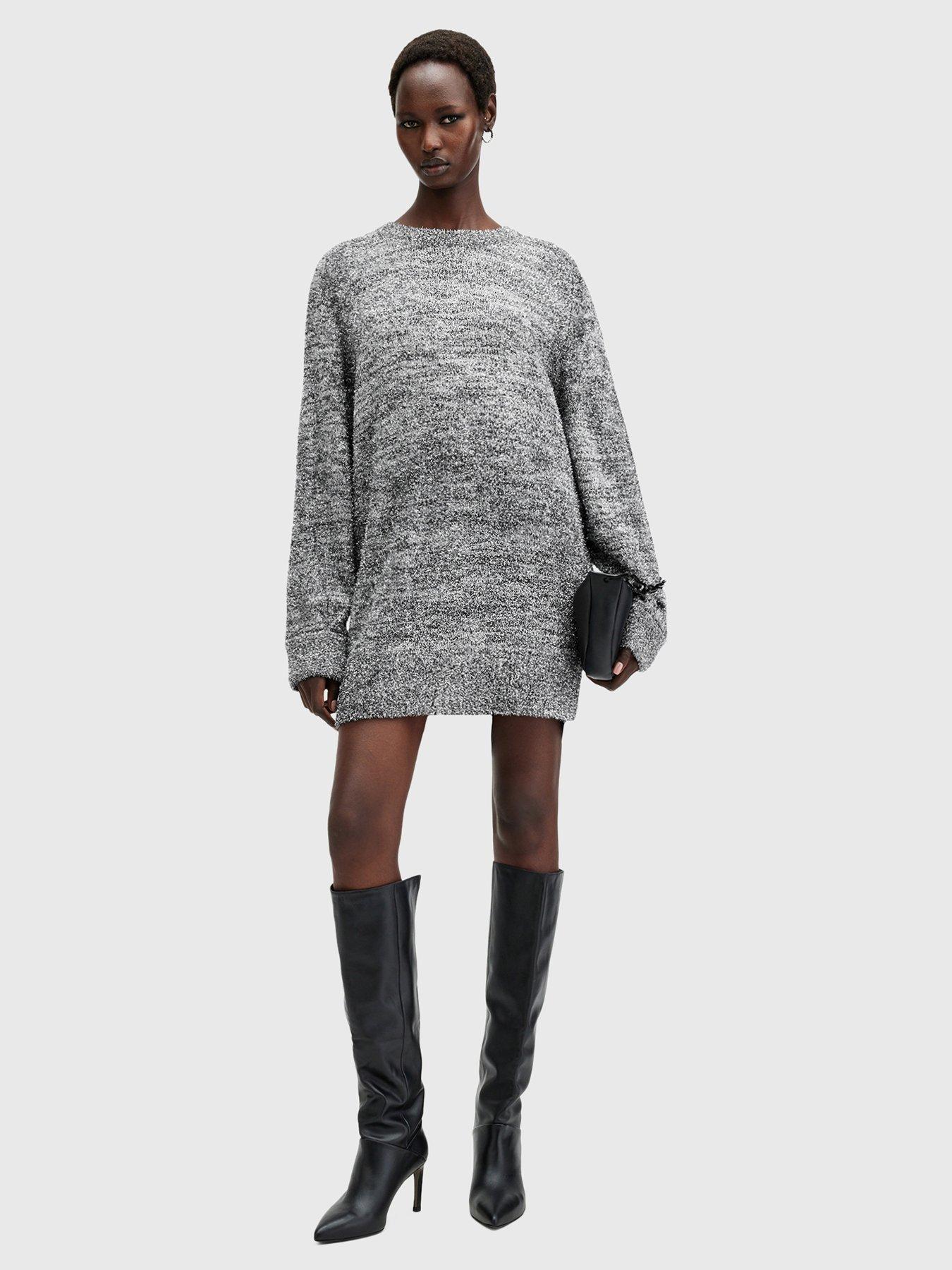 undefined Dazzle Oversized Jumper Dress - Grey