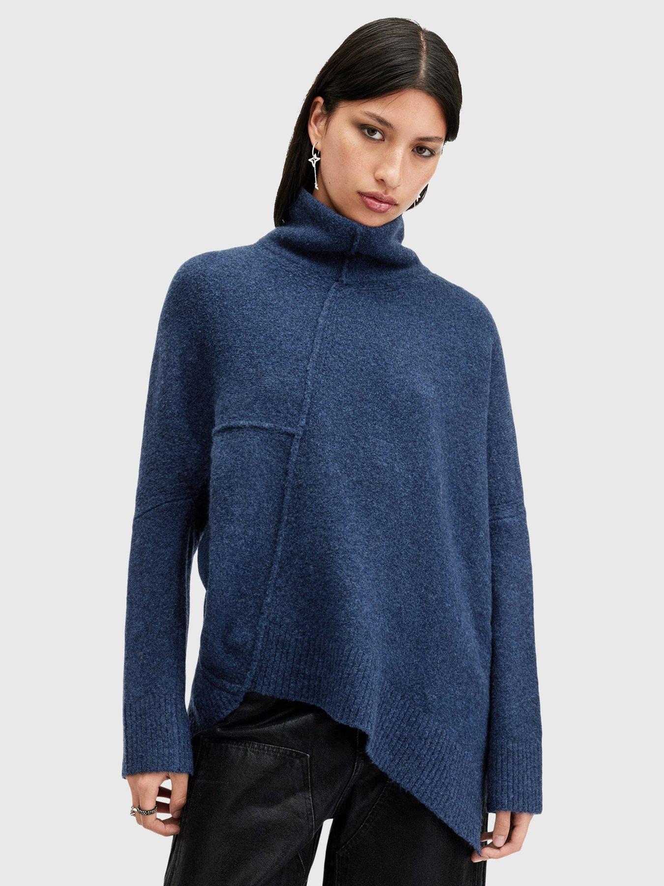 undefined Lock Roll Neck Relaxed Fit Jumper - Dark Blue
