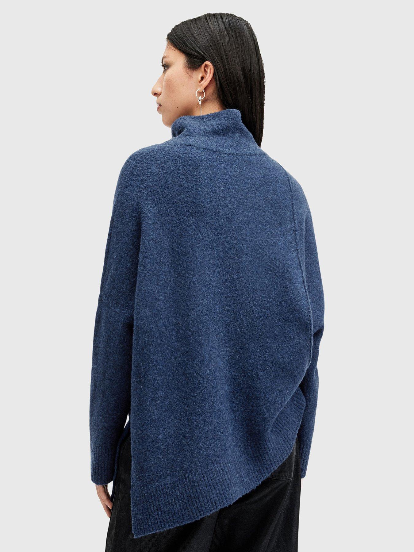 Image 2 of 6 of AllSaints Lock Roll Neck Relaxed Fit Jumper - Dark Blue