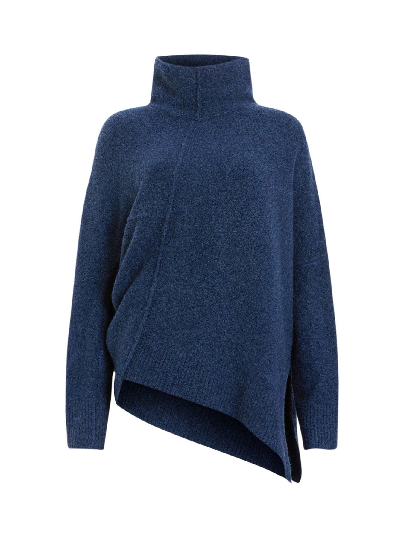 Image 6 of 6 of AllSaints Lock Roll Neck Relaxed Fit Jumper - Dark Blue