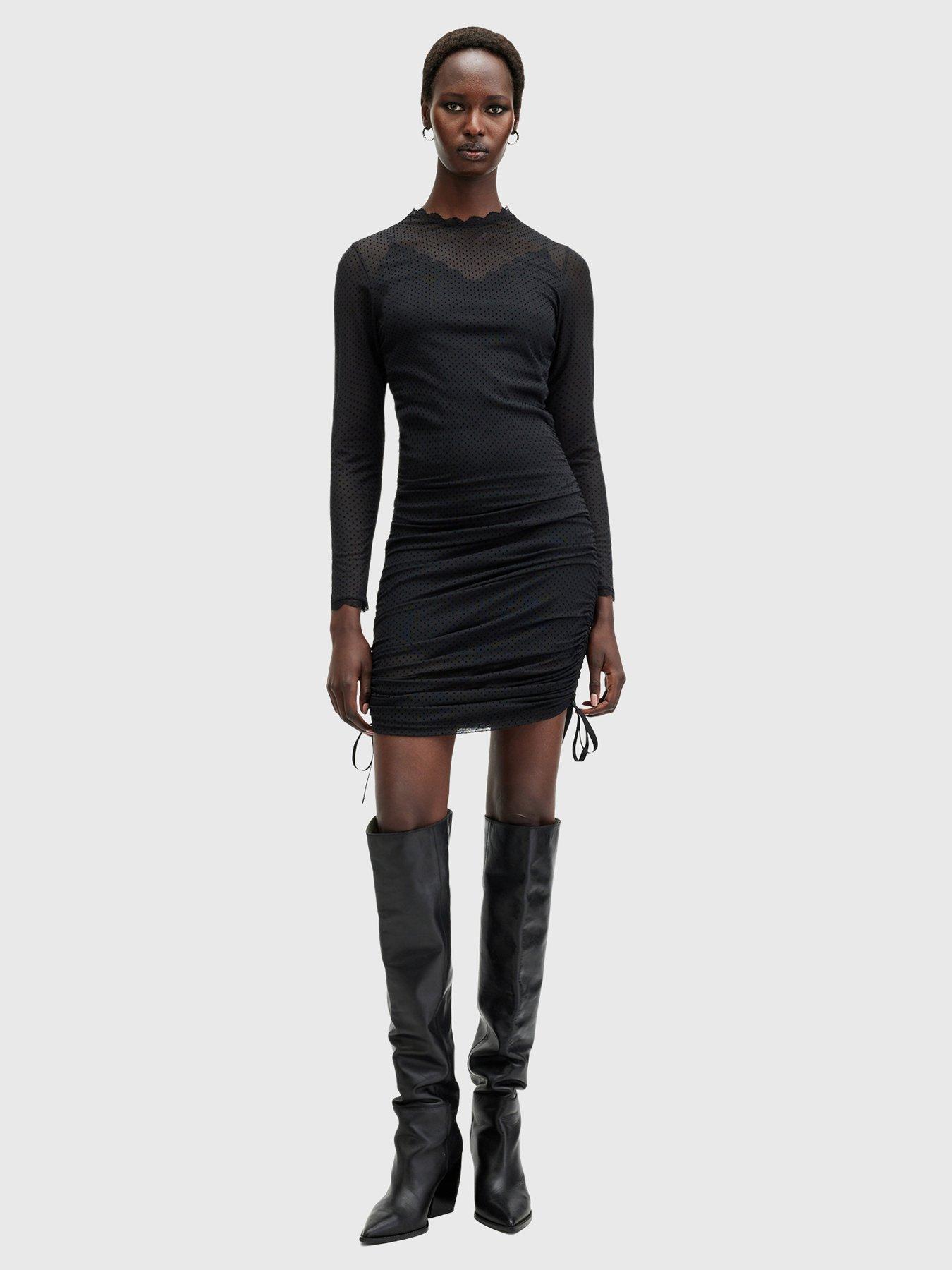 undefined Adara Polka Dot Tulle Mini Dress - Black