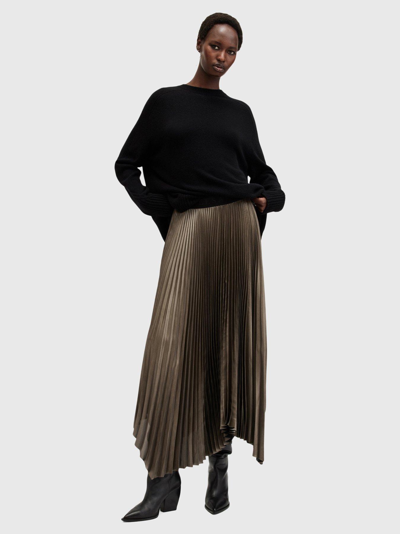 undefined Lerin Metallic Asymmetric Maxi Skirt - Grey