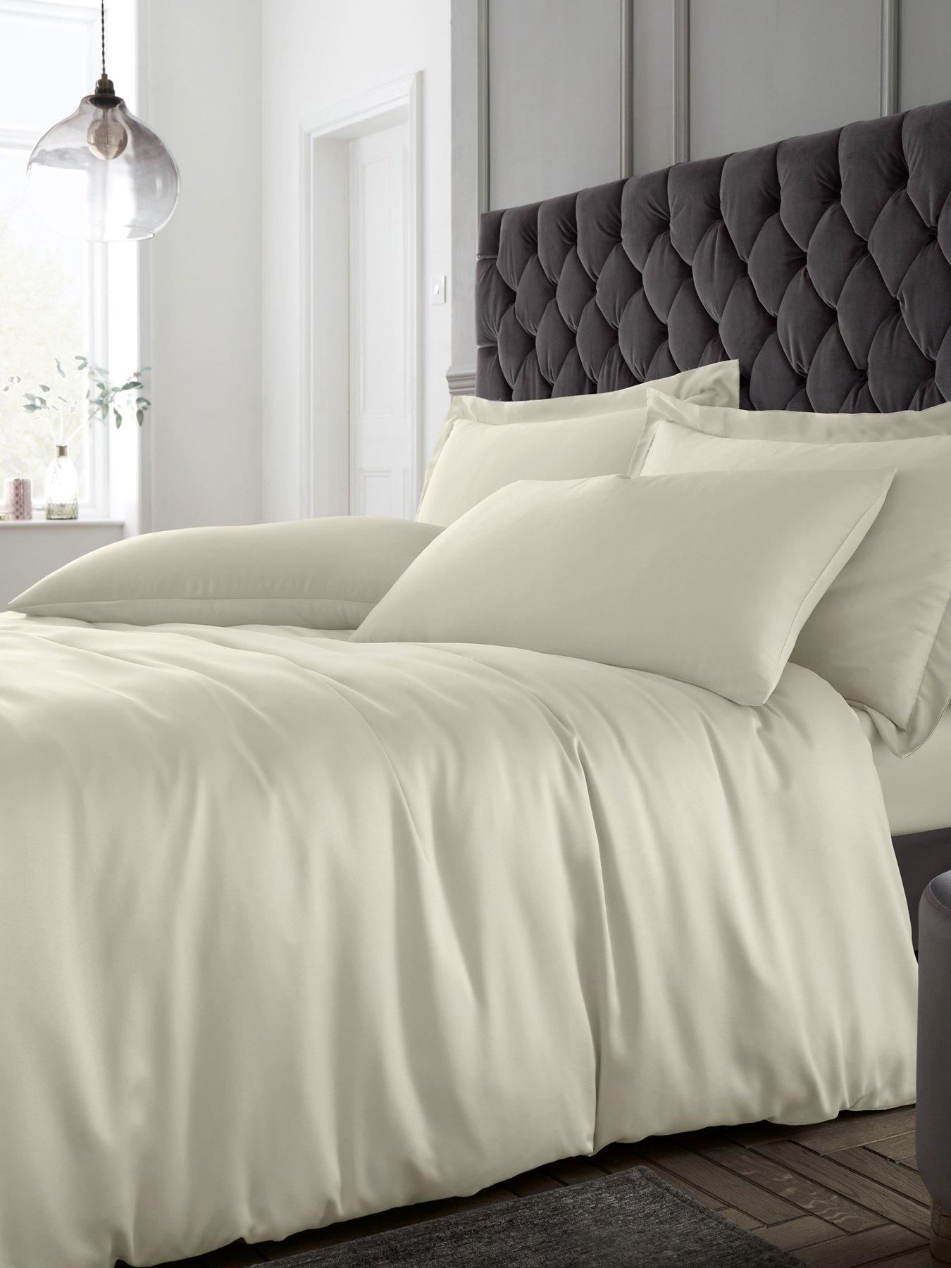 Product photograph of Catherine Lansfield Silky Soft Satin Duvet Cover Set - Champagne from very.co.uk