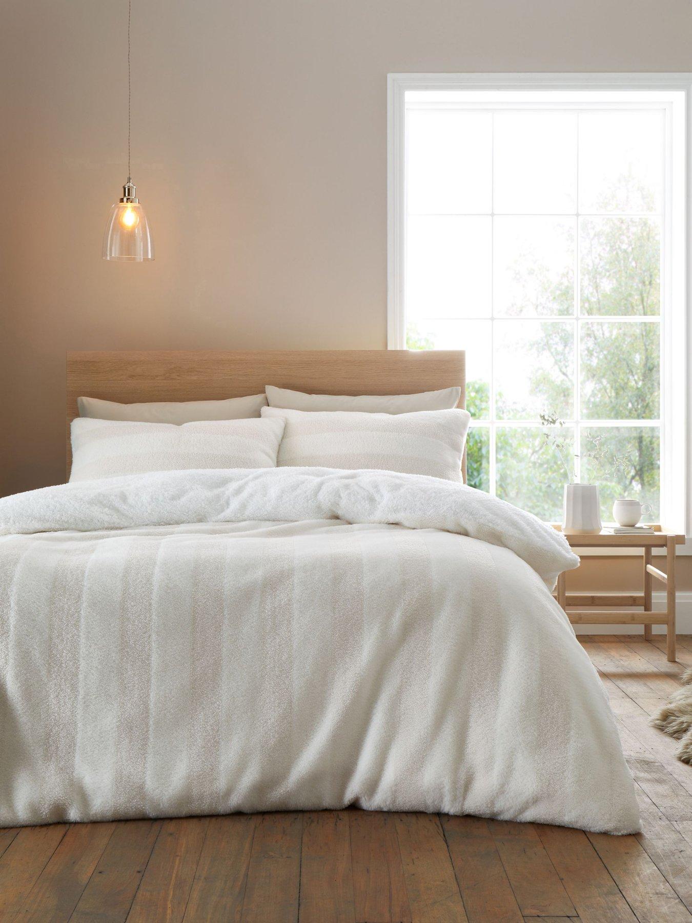 Product photograph of Bianca Cosy Soft Stripe Fur Duvet Set- King from very.co.uk