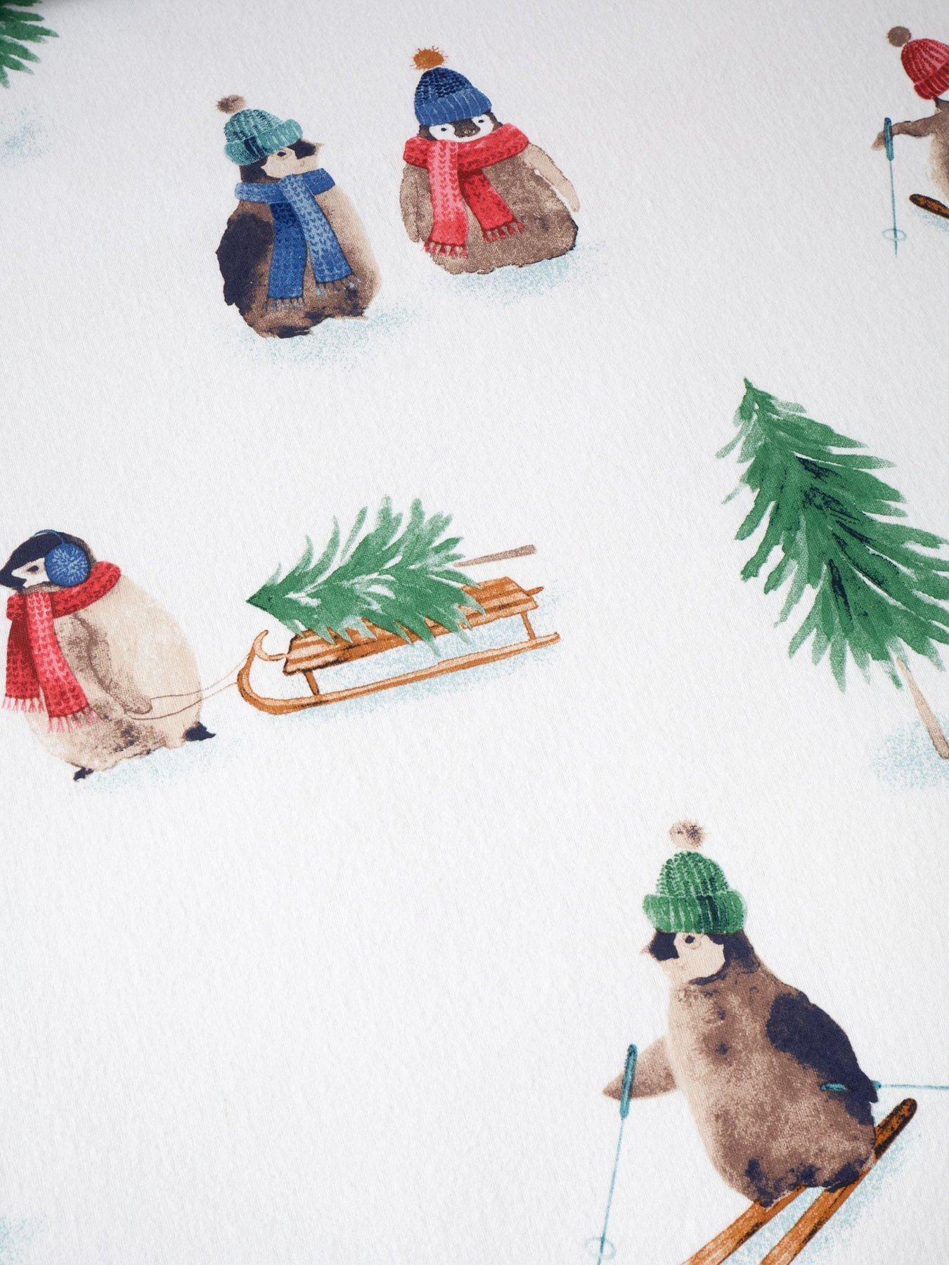 Catherine Lansfield Snowy Penguin Brushed Cotton Christmas Duvet Cover Set Very