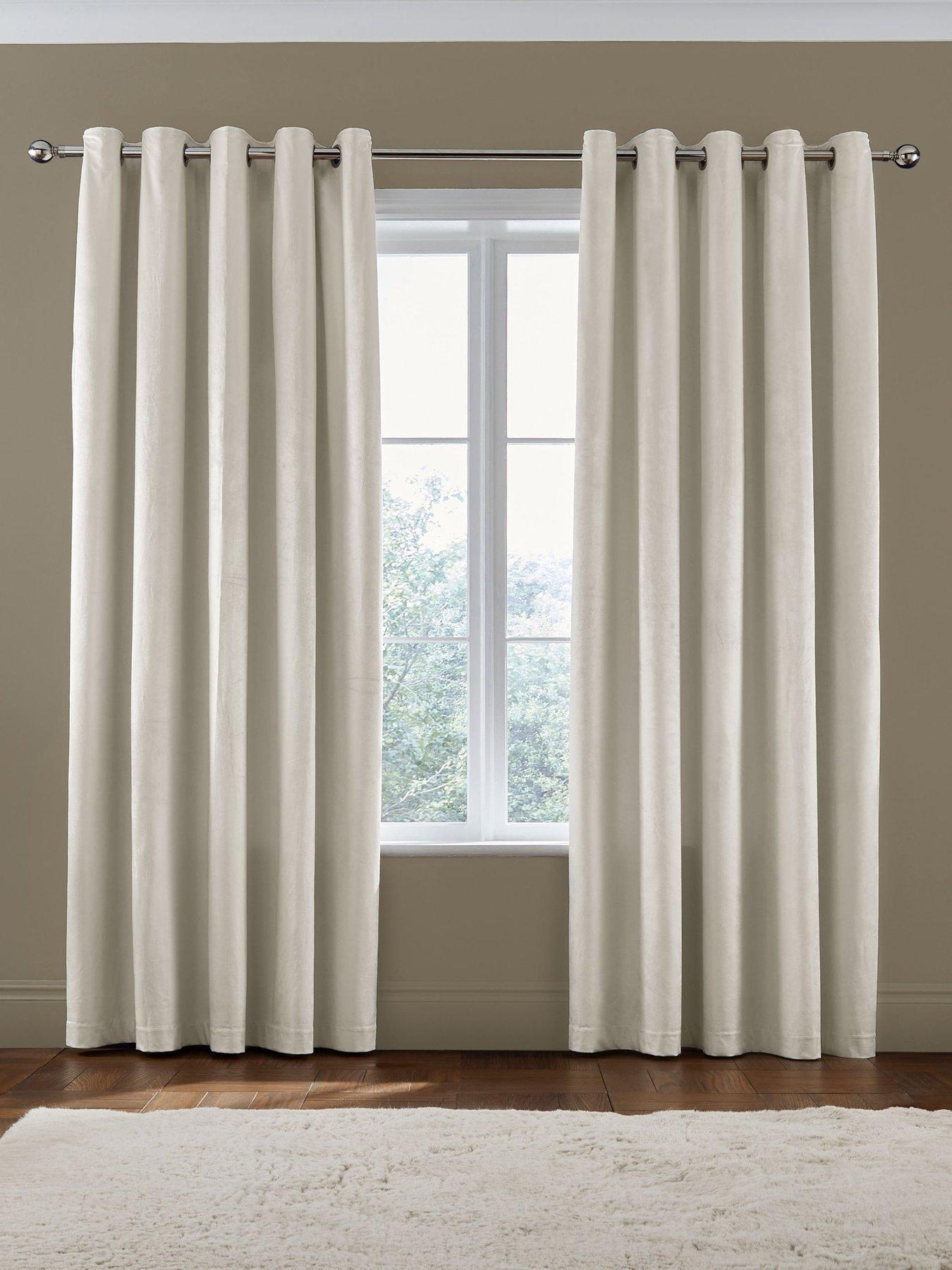 Product photograph of Catherine Lansfield Kingsley Matt Velvet Eyelet Curtains from very.co.uk