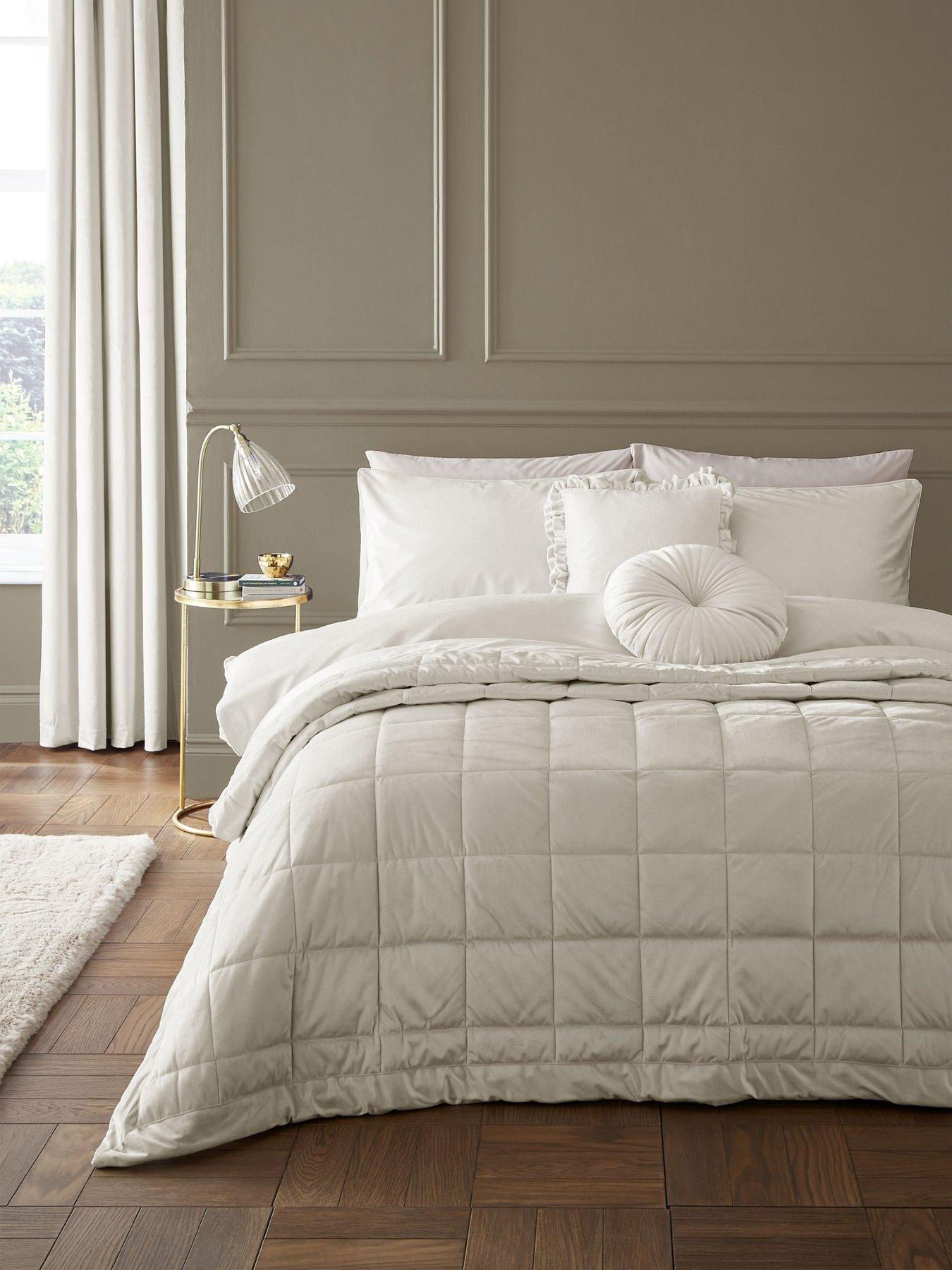 Product photograph of Catherine Lansfield Kingsley Matt Velvet Duvet Cover Set from very.co.uk
