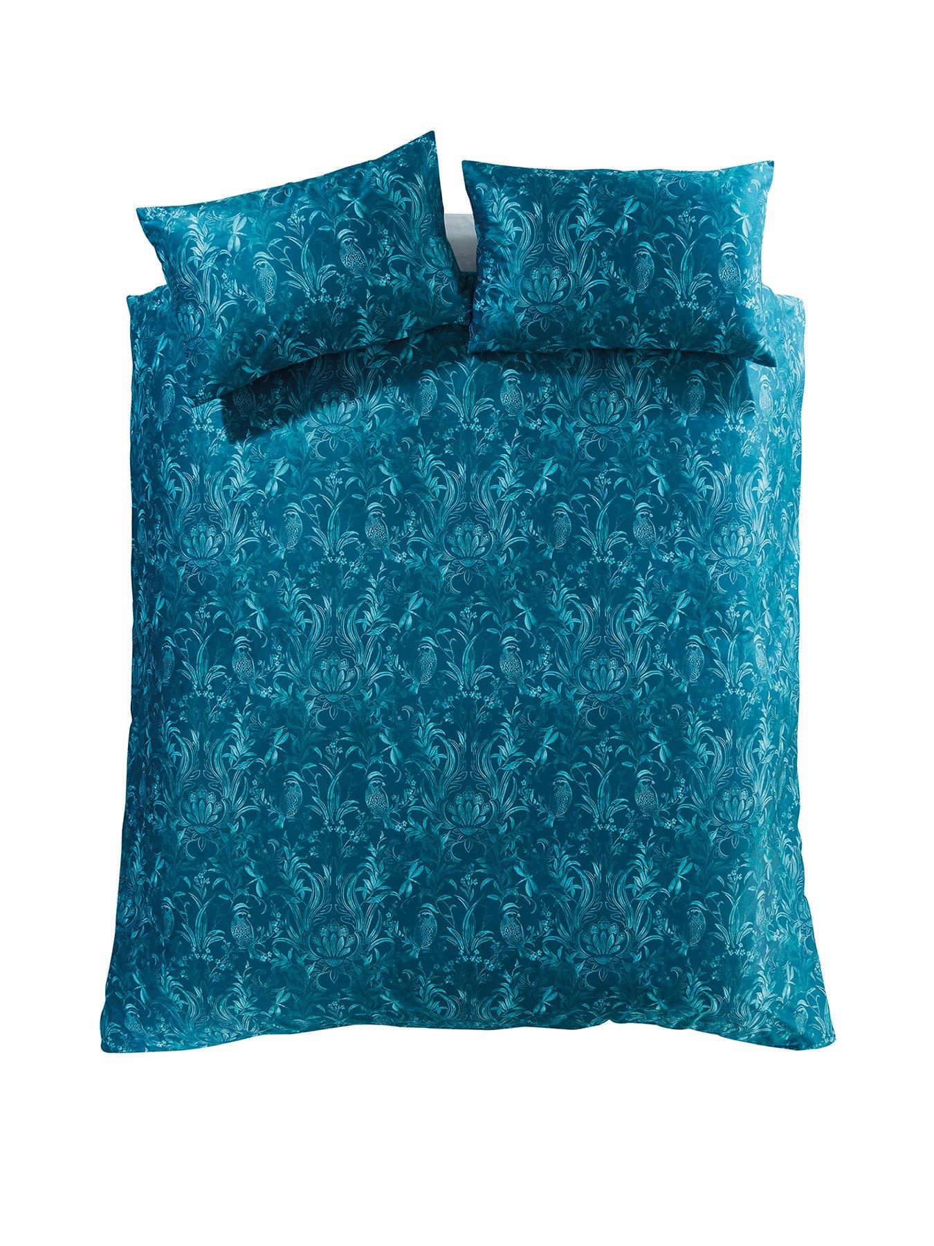 Catherine Lansfield Bridgerton Regency Damask Super King Duvet Cover Set with Pillowcases Teal