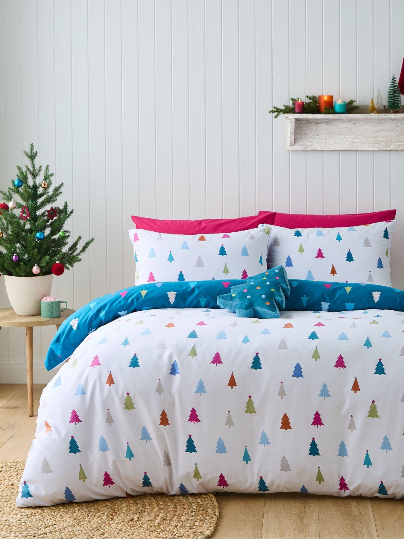 Product photograph of Catherine Lansfield Christmas Tree Duvet Set- Single - Multi from very.co.uk