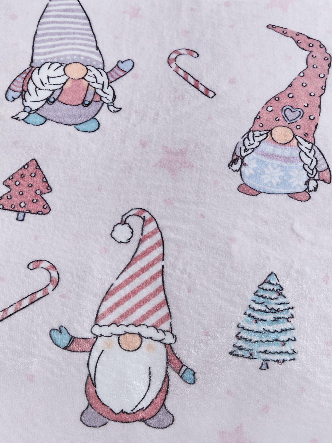 Image 6 of 6 of Catherine Lansfield Christmas Festive Gnomes Cosy Fleece Duvet Cover Set&nbsp;- Pink