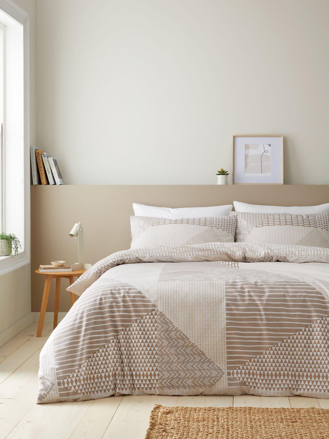 Product photograph of Catherine Lansfield Larsson Geo Duvet Cover Set In Natural from very.co.uk