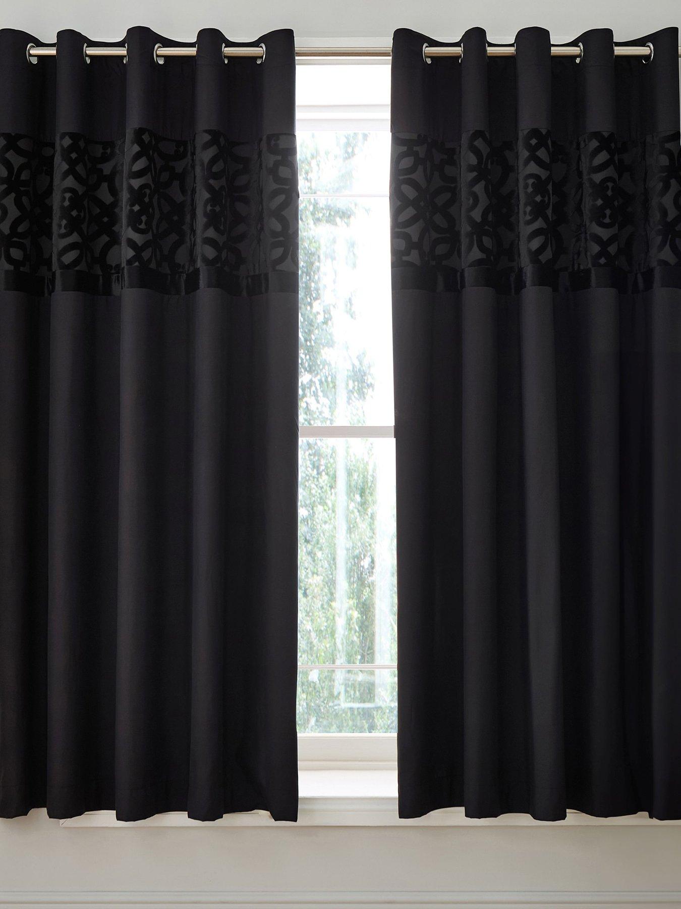 Product photograph of Catherine Lansfield Lattice Cut Velvet Eyelet Curtains from very.co.uk