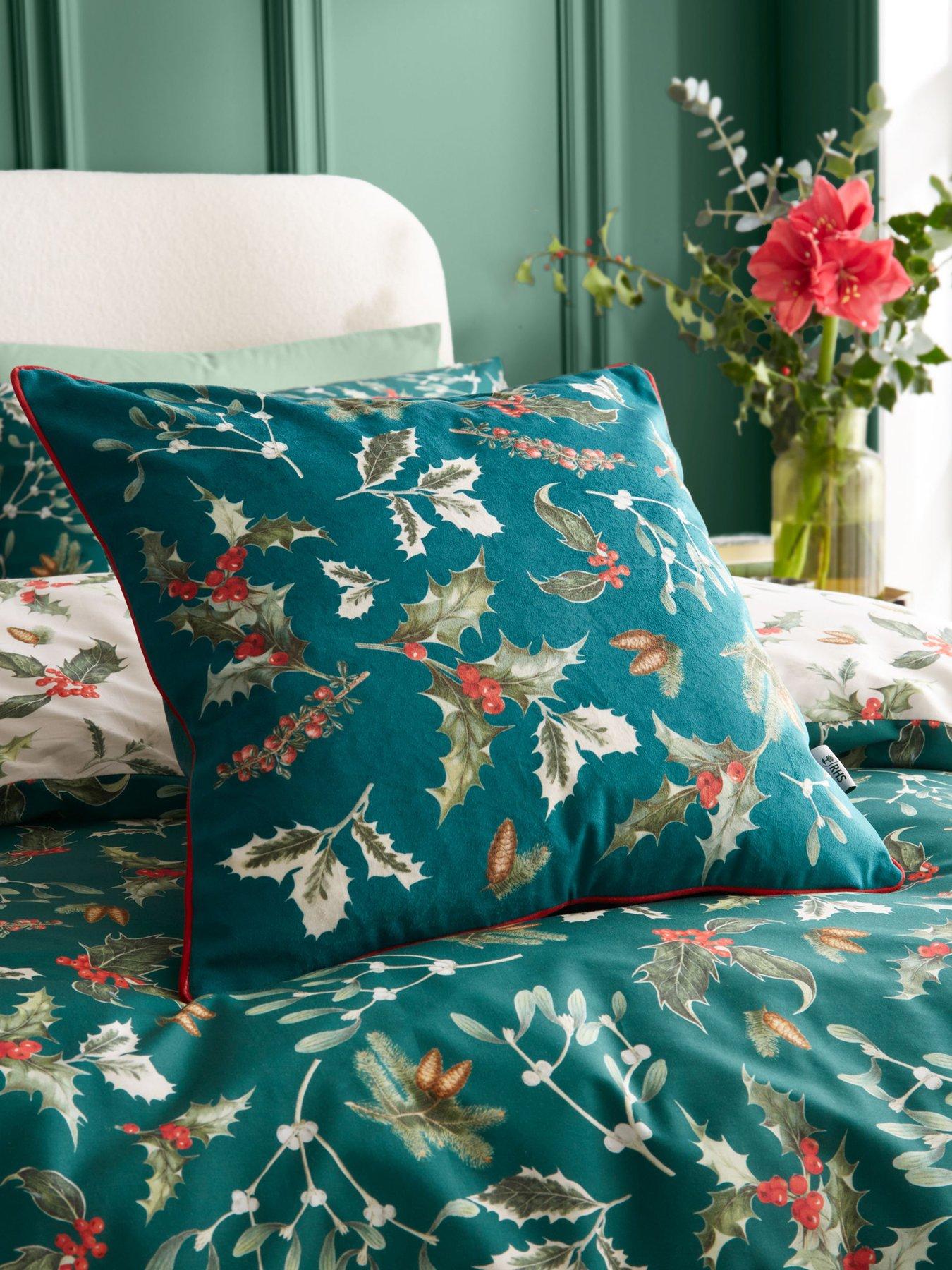 Product photograph of Rhs Winter Foliage Filled Cushion- 50x50cm - Green from very.co.uk