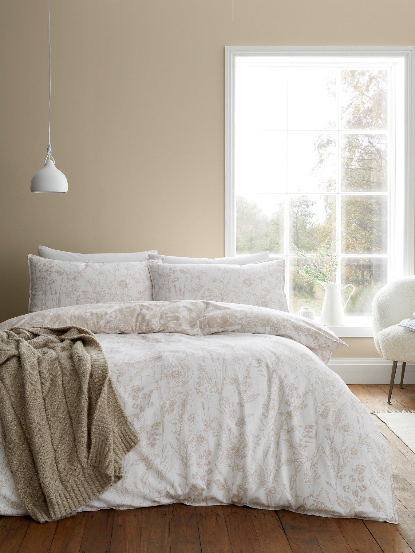 Product photograph of Bianca Brushed Floral Toile 100 Cotton Duvet Cover Set from very.co.uk