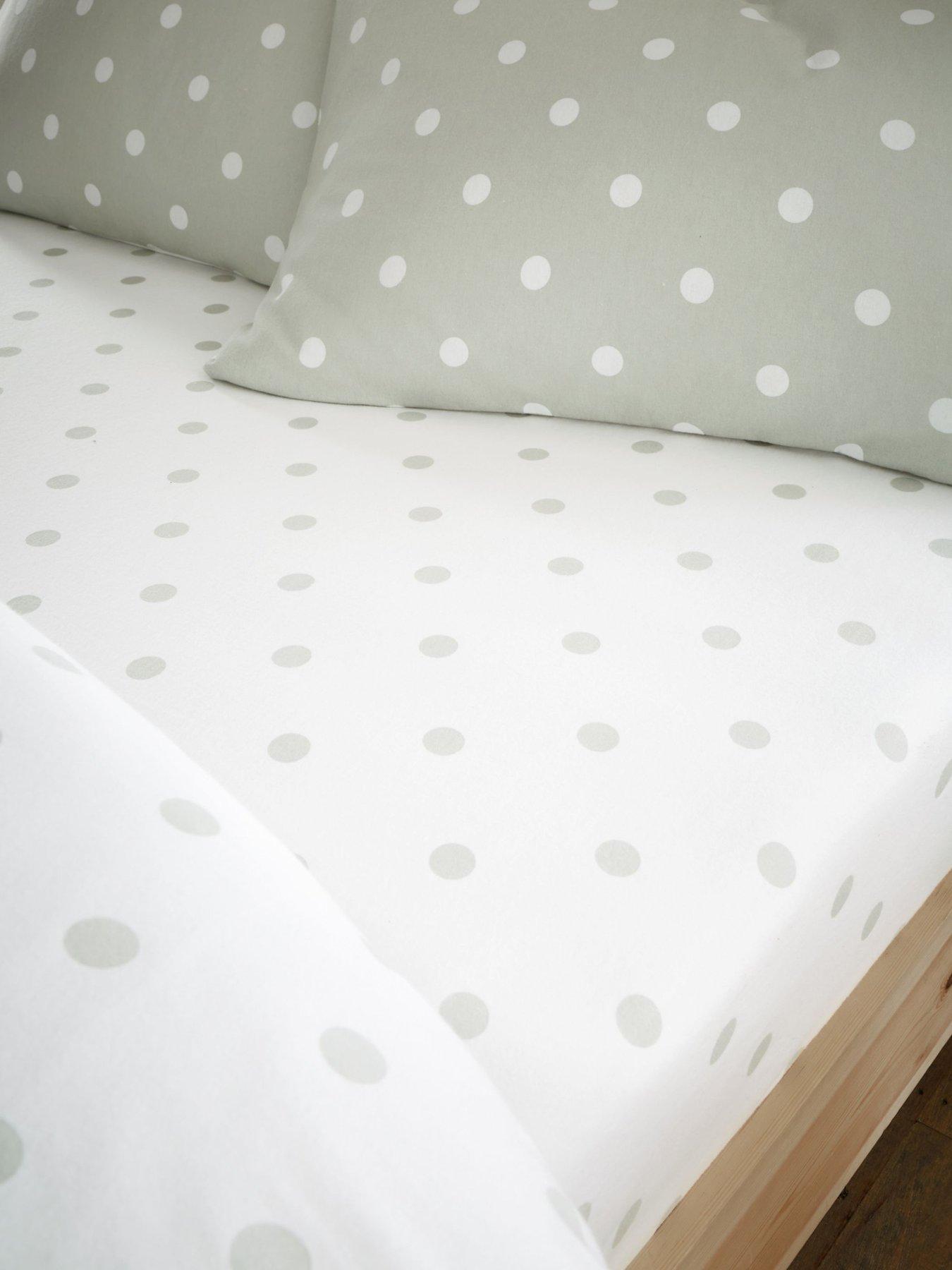 Product photograph of Catherine Lansfield Polka Dot Brushed Cotton Fitted Sheet from very.co.uk