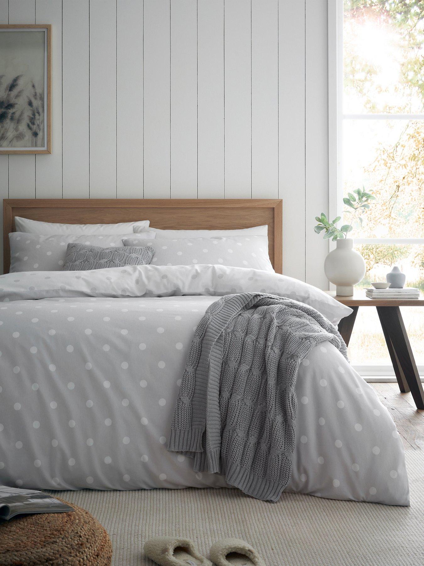 Product photograph of Catherine Lansfield Polka Dot Brushed Cotton Duvet Cover Set from very.co.uk