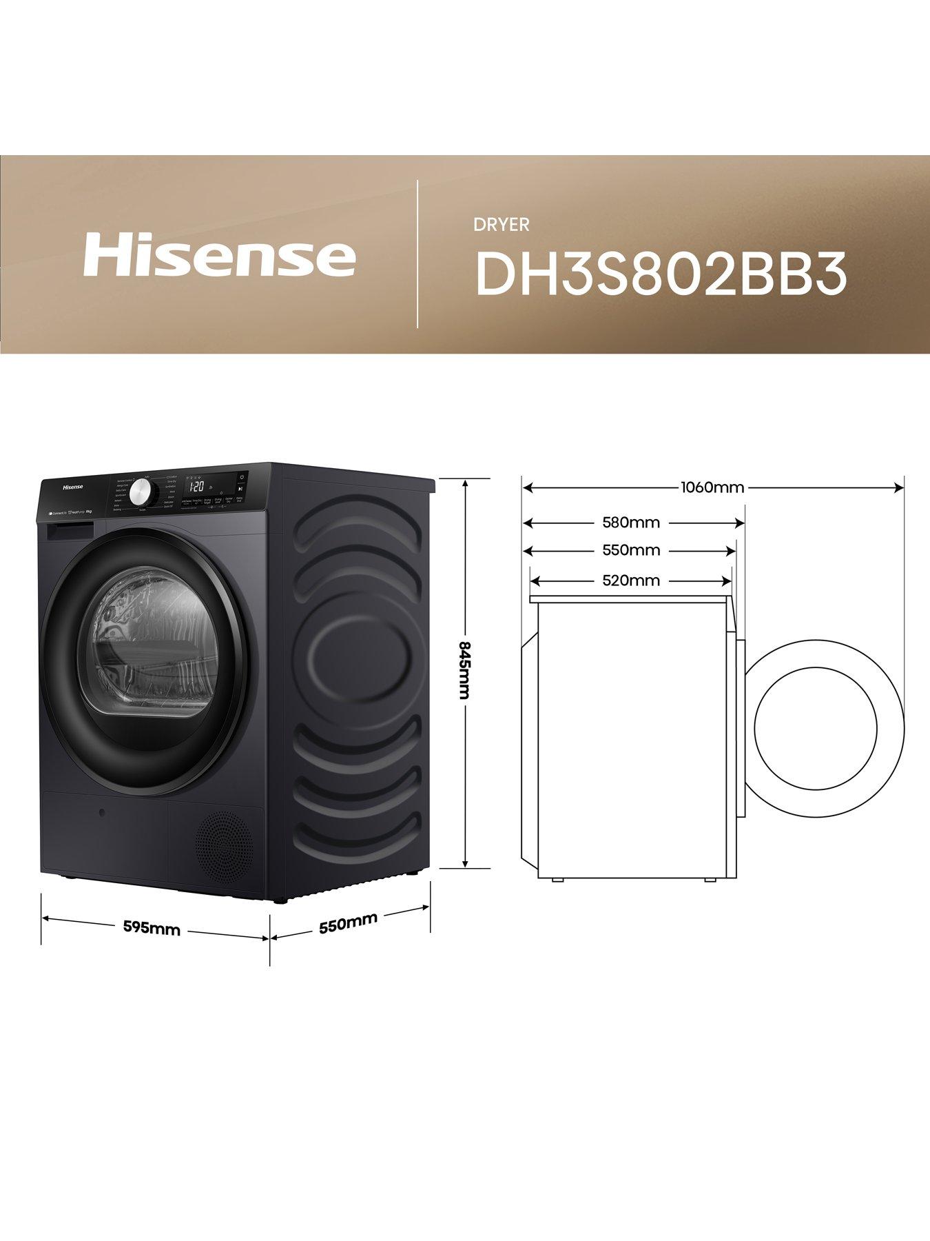 Image 5 of 7 of Hisense 3S Series DH3S802BB3 WiFi-enabled 8 kg A+++ Rated Heat Pump Tumble Dryer- Black