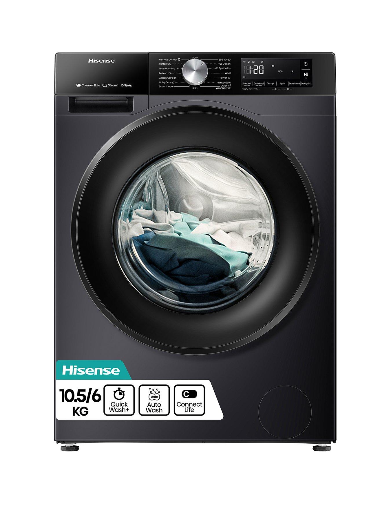Image 1 of 8 of Hisense 3S Series WD3S1043BB3 WiFi-enabled 10kg Wash, 6kg Dry,&nbsp;1400 Spin Washer Dryer - Black