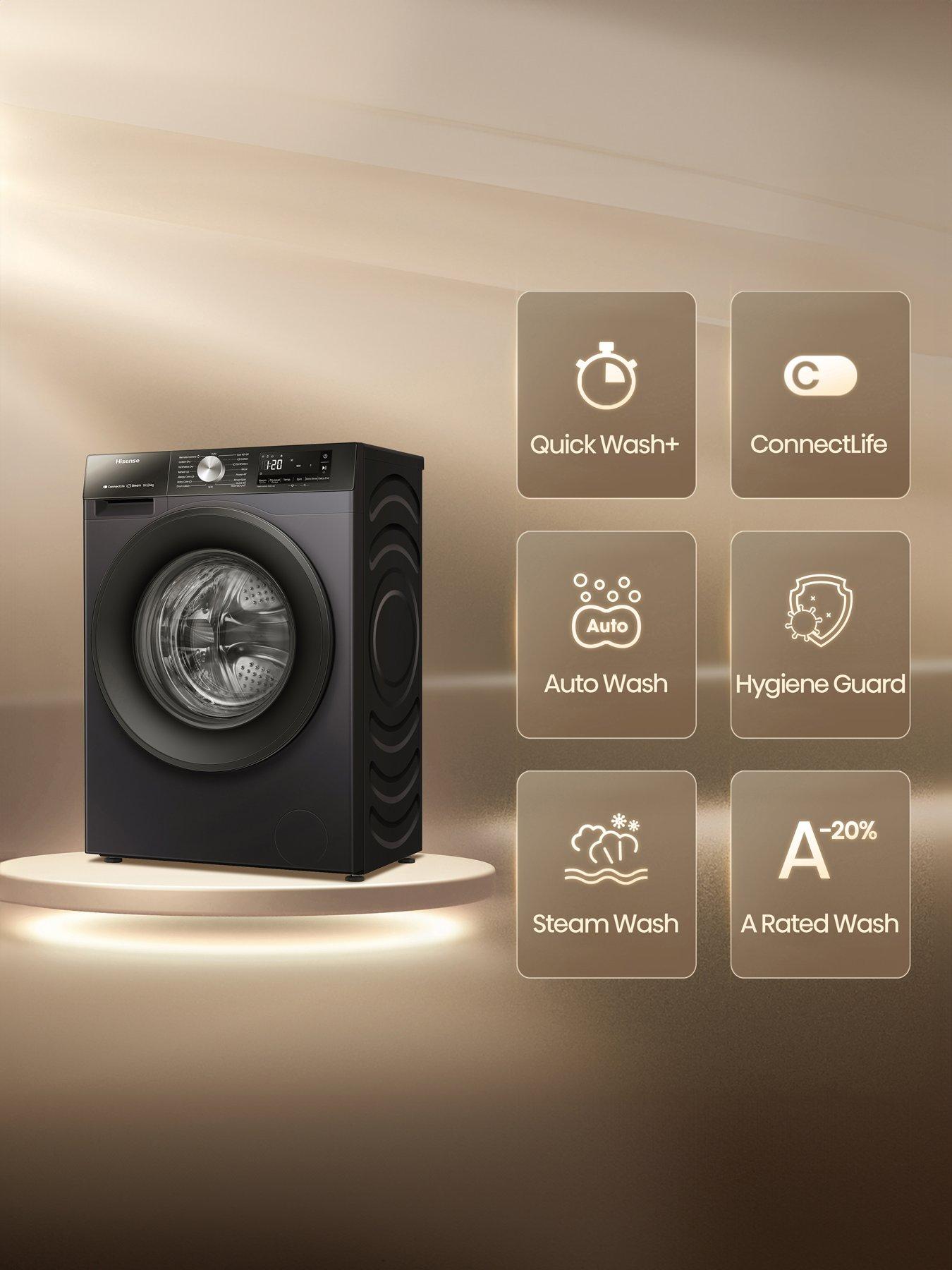 Image 2 of 8 of Hisense 3S Series WD3S1043BB3 WiFi-enabled 10kg Wash, 6kg Dry,&nbsp;1400 Spin Washer Dryer - Black