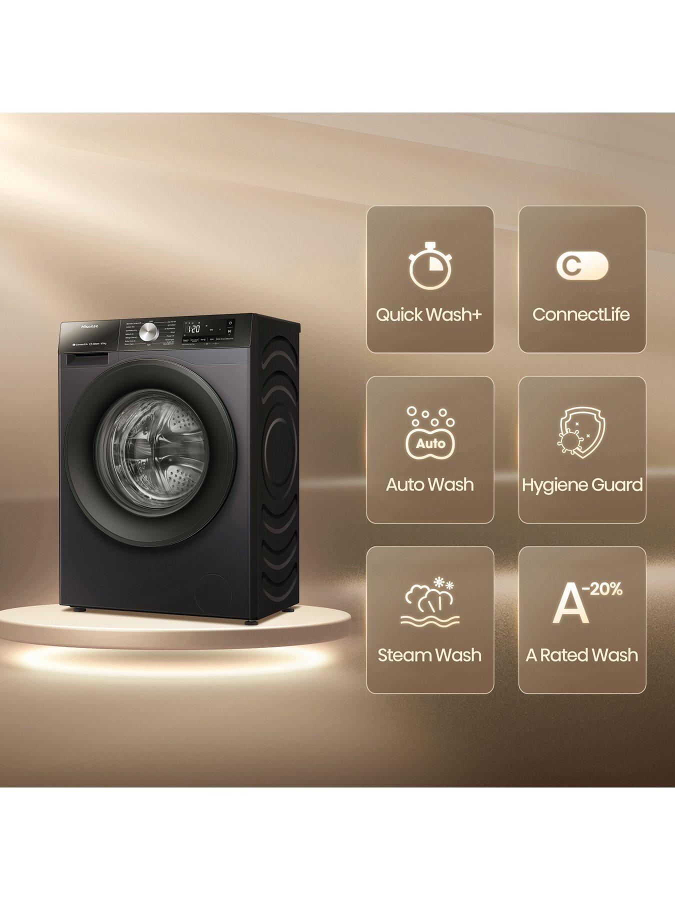 Image 2 of 8 of Hisense 3S Series WD3S8043BB3 WiFi-enabled 8kg Wash, 5kg Dry,&nbsp;1400 Spin Washer Dryer&nbsp;- Black