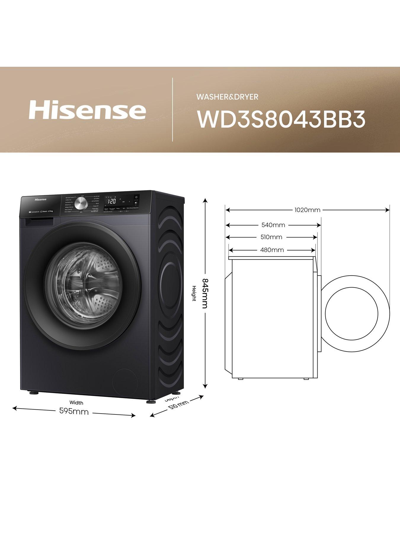 Image 5 of 8 of Hisense 3S Series WD3S8043BB3 WiFi-enabled 8kg Wash, 5kg Dry,&nbsp;1400 Spin Washer Dryer&nbsp;- Black